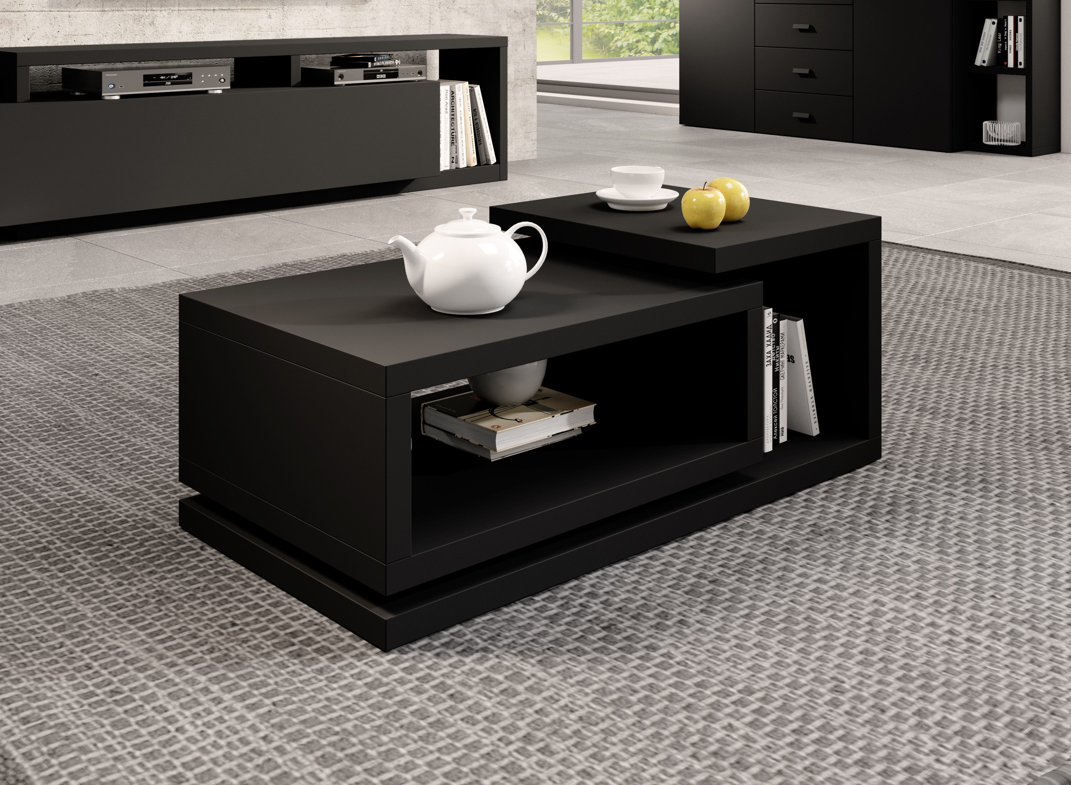 Beautysofa Couchtisch BOTA 120 × 60 cm (Moderner Wohnzimmertisch im Industrie-Design, mit Stauraum), 2 Farben zur Auswahl