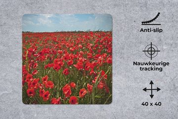 MuchoWow Gaming Mauspad Eine Wiese voller Mohnblumen (1-St), Mousepad mit Rutschfester Unterseite, Gaming, 40x40 cm, XXL, Großes