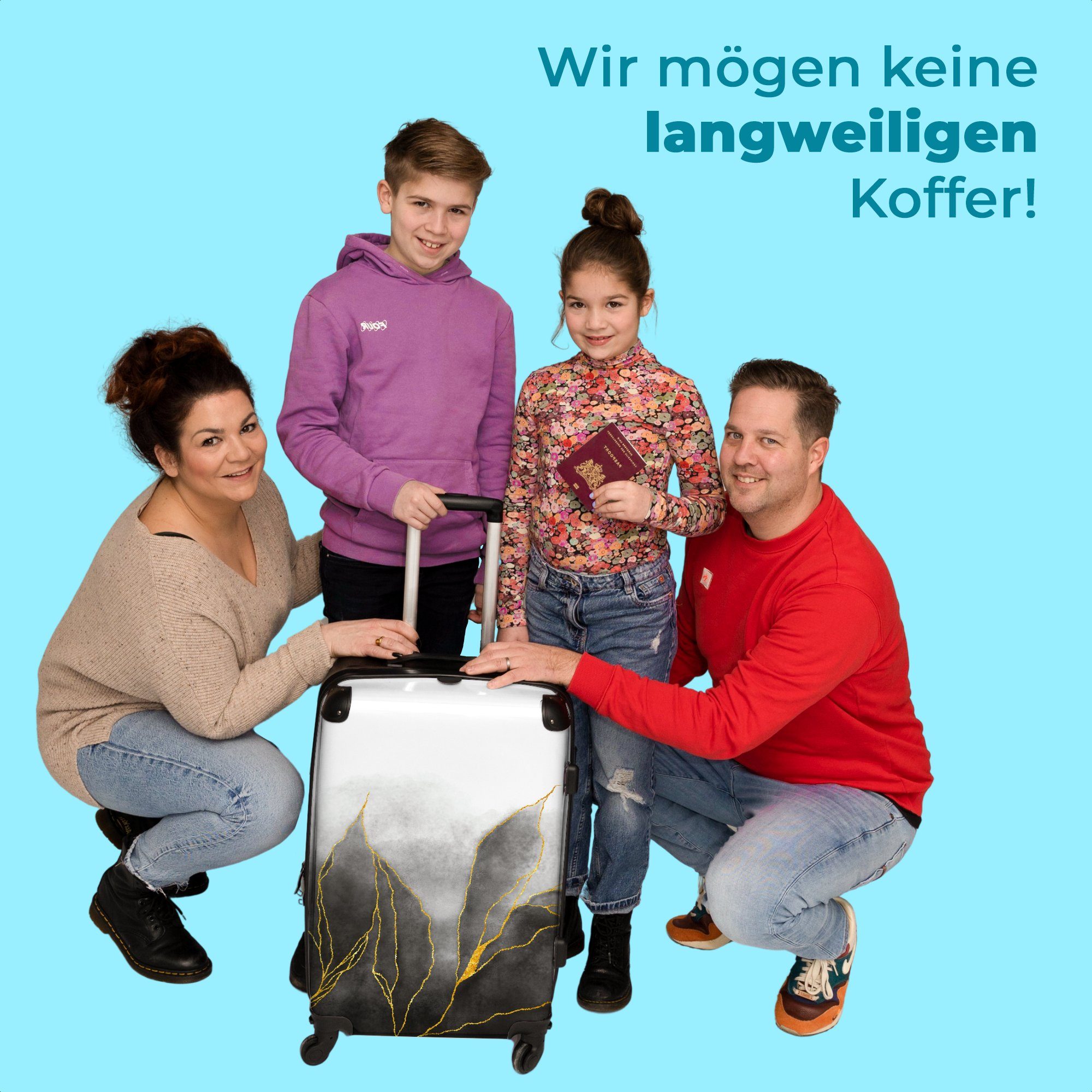 NoBoringSuitcases.com© - - Luxus Reisekoffer - - Koffer Rollen, Marmor Schwarz Gold mit Aufgabegepäck Rollkoffer Rollen Marmoroptik, 4 67x43x25cm Trolley 4 - Große