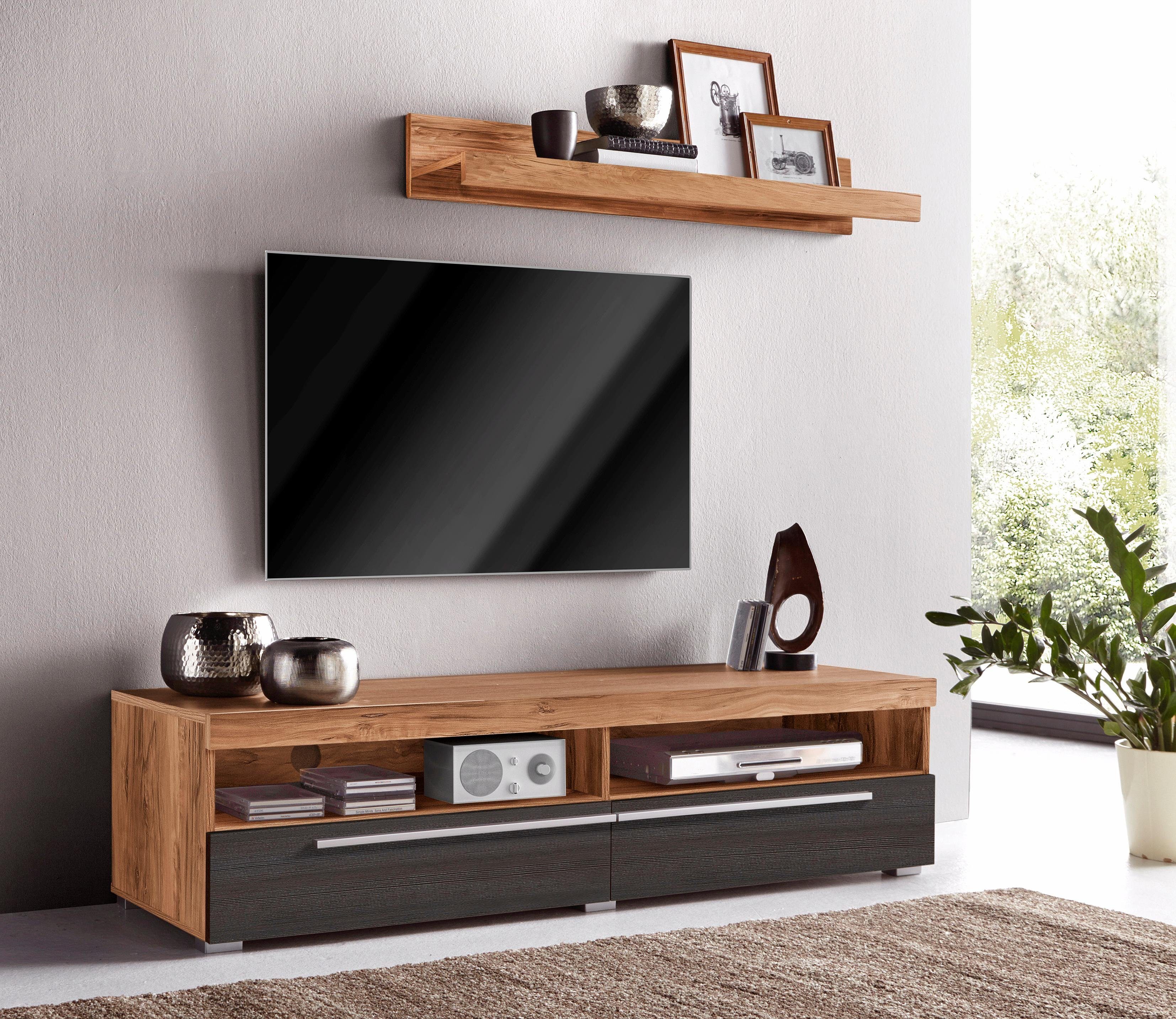 OTTO home Lowboard Roger,Breite 140 cm, stilvolle TV-Kommode, inclusive Wandboard, TV-Schrank mit viel Stauraum, TV-Board, 2 Klappen
