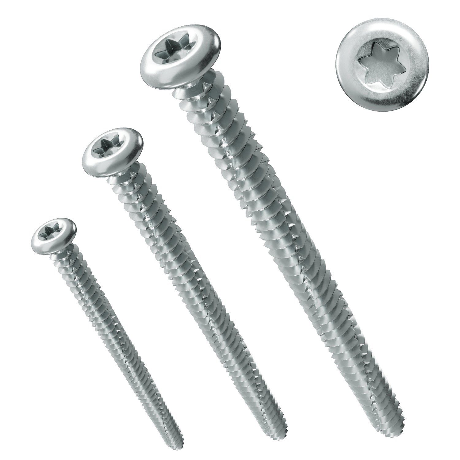 PARCO Fensterrahmenschraube Typ Pan Head, Silverline, TX30, 7,5x182mm & weitere - 100 Stück, Hohe Belastbarkeit, Einfache Montage, Doppeltes Gewinde