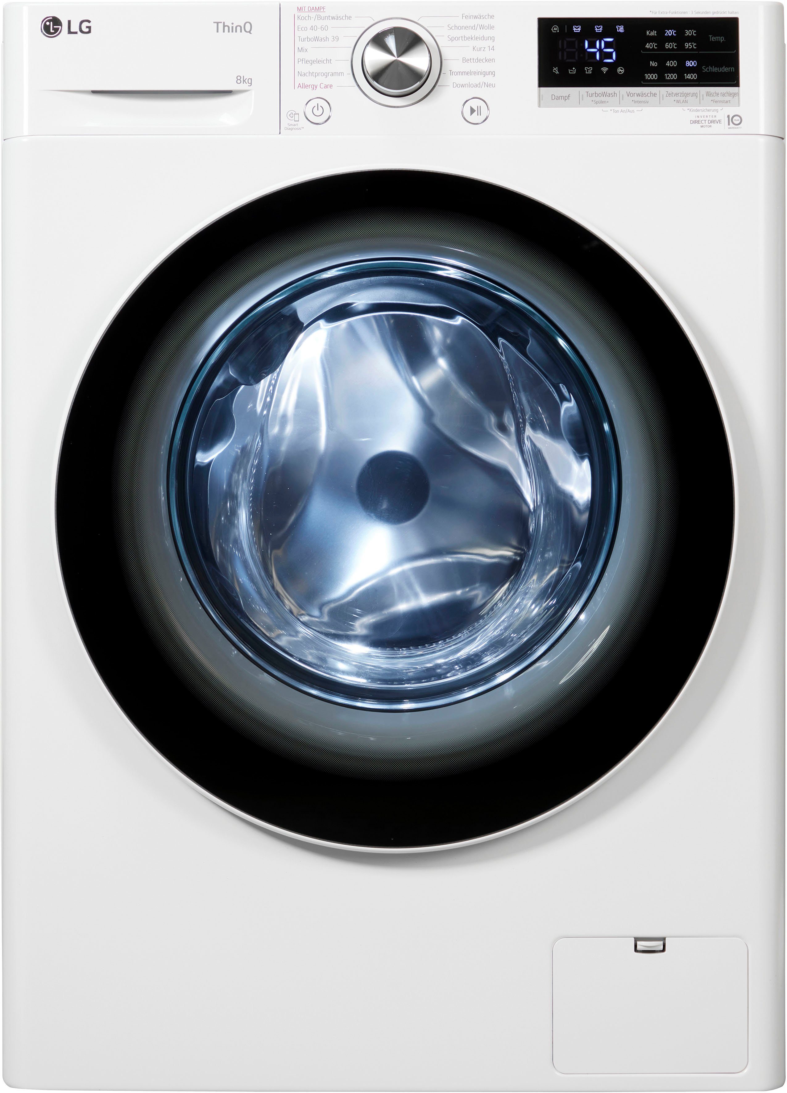 LG Waschmaschine F4WV5080, 8 Steam-Funktion kg, 1400 U/min