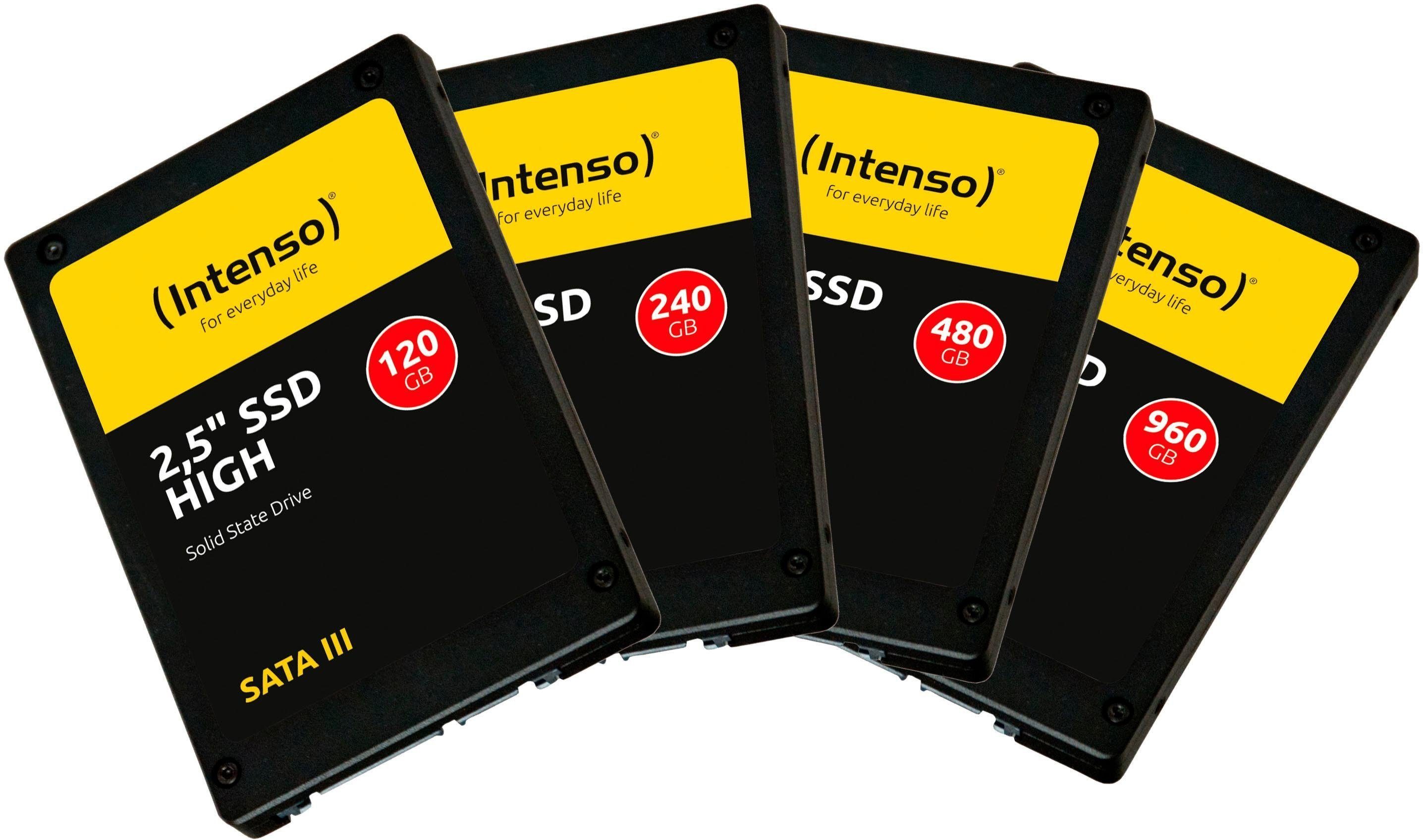 Intenso HIGH interne SSD Lesegeschwindigkeit, 2,5" 520 Schreibgeschwindigkeit GB) MB/S 480 MB/S (120