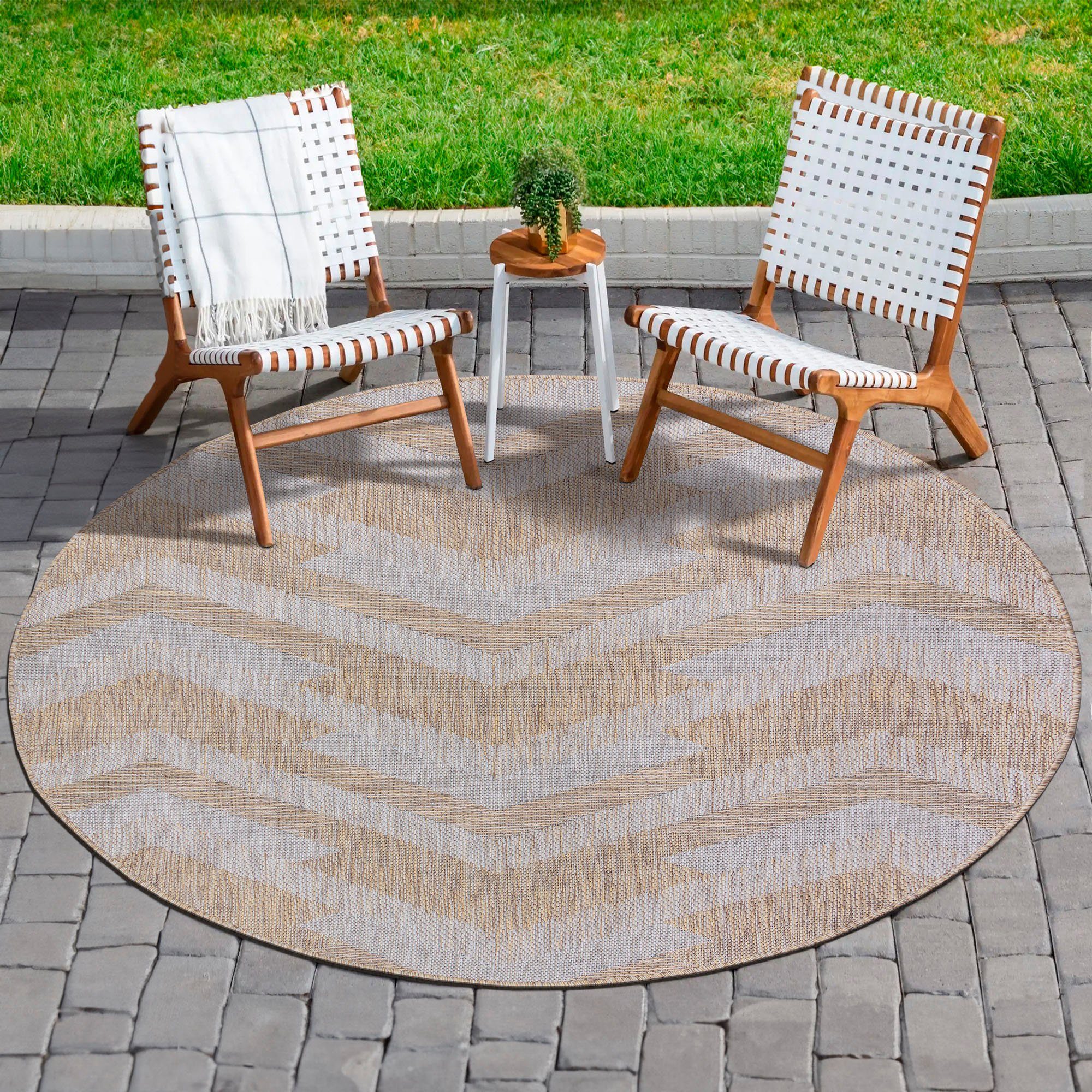 Sanat Outdoorteppich Melissa 8004, auch in Rund erhältlich, rund, Höhe: 10 mm, Kurzflor, In -und Outdoor geeignet, Wohnzimmer