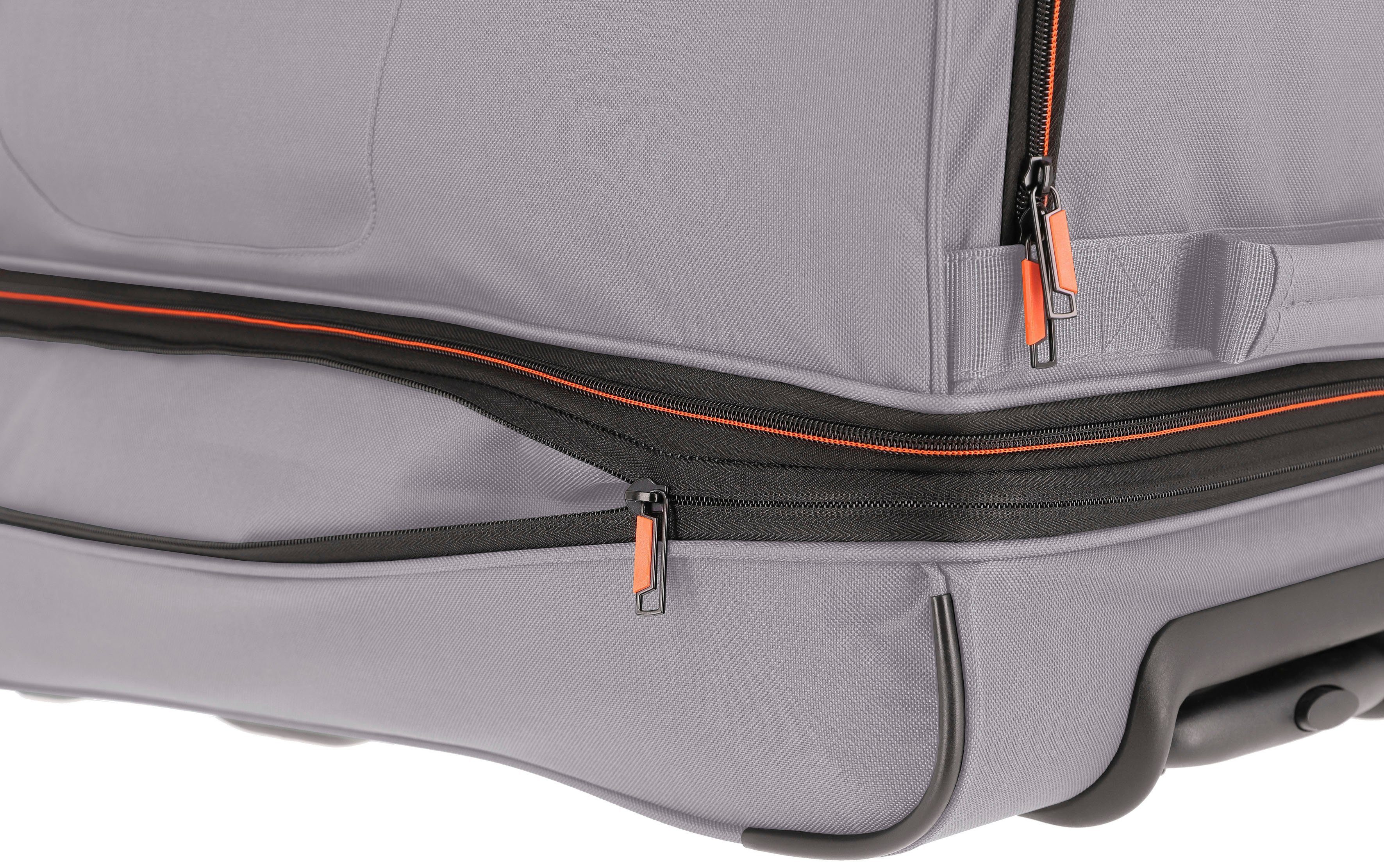 70 travelite Reisetasche mit Basics, Volumenerweiterung grau/orange, Trolleyfunktion cm, und