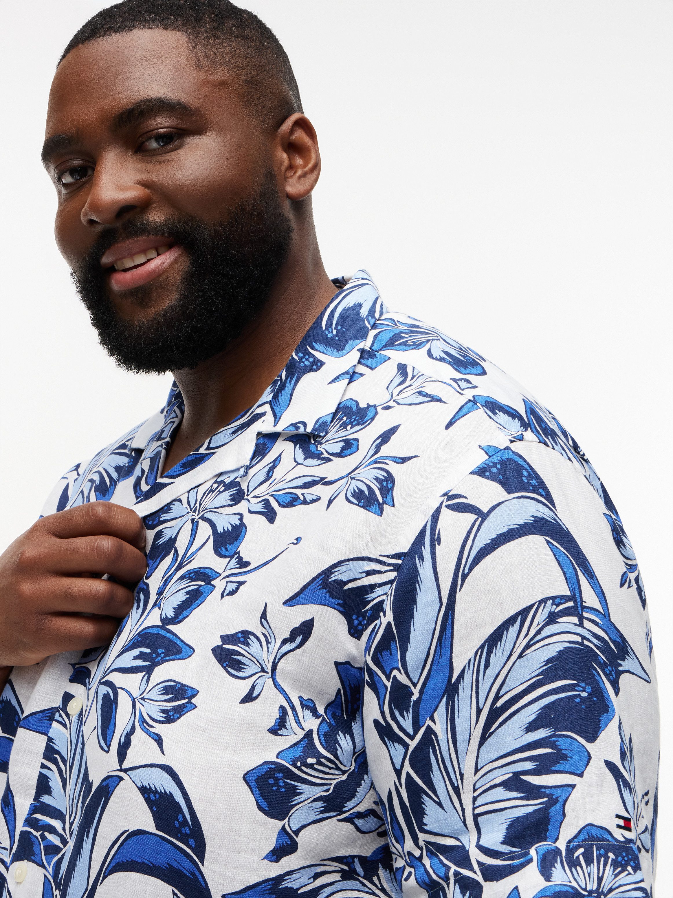 Tommy Hilfiger Big & Tall Kurzarmhemd BT-LINEN FLORAL AOP Leinenhemd, regular fit, Große Größen