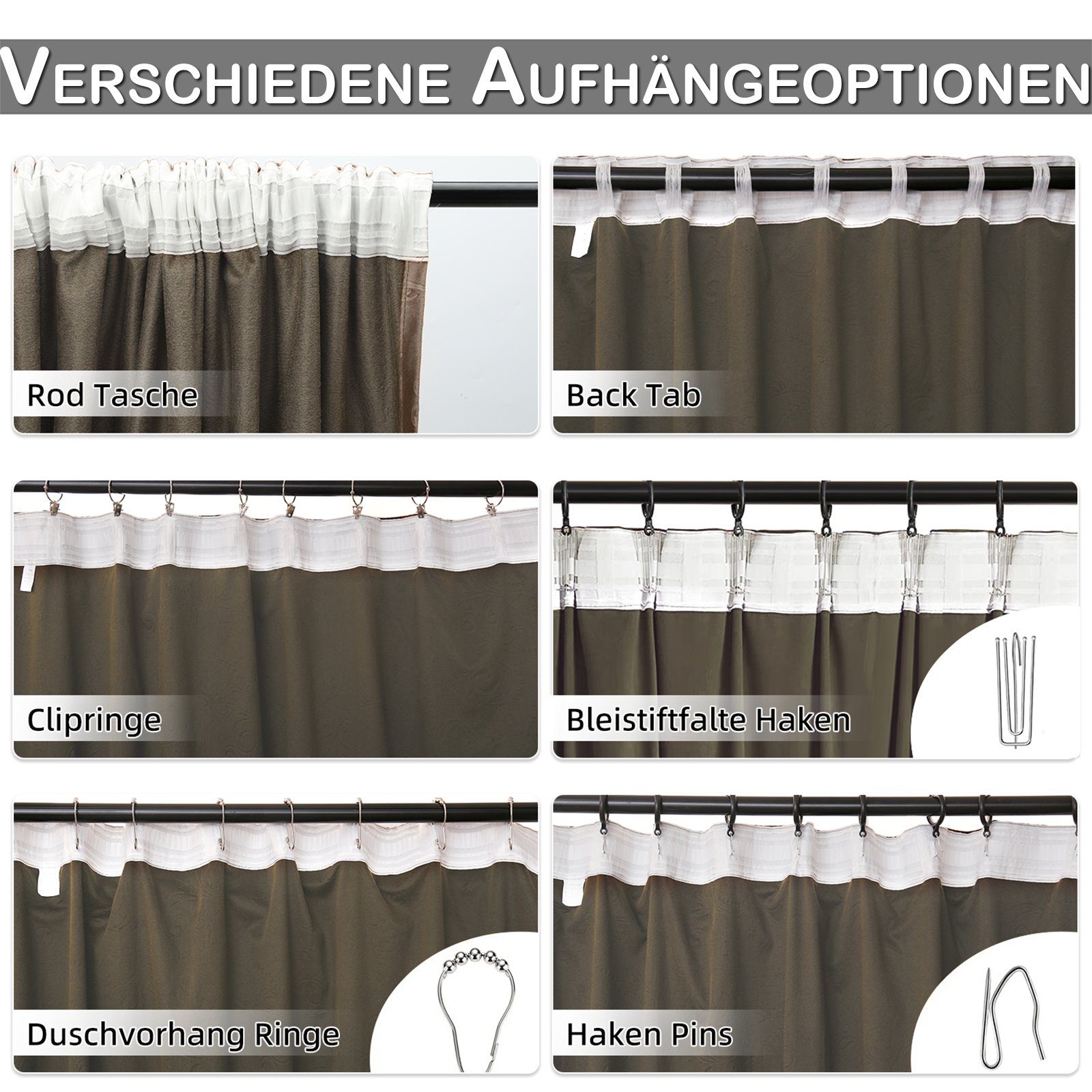 Vorhang VerdunkelungVorhang Aufhängeoptionen St), BXH:132X183cm/132X213cm/132X244cm, Samt,Mehrere Thermovorhänge,Scheibengardine St) BTTO, Braun (2 (2 Blickdicht, Multifunktionsband Taupe