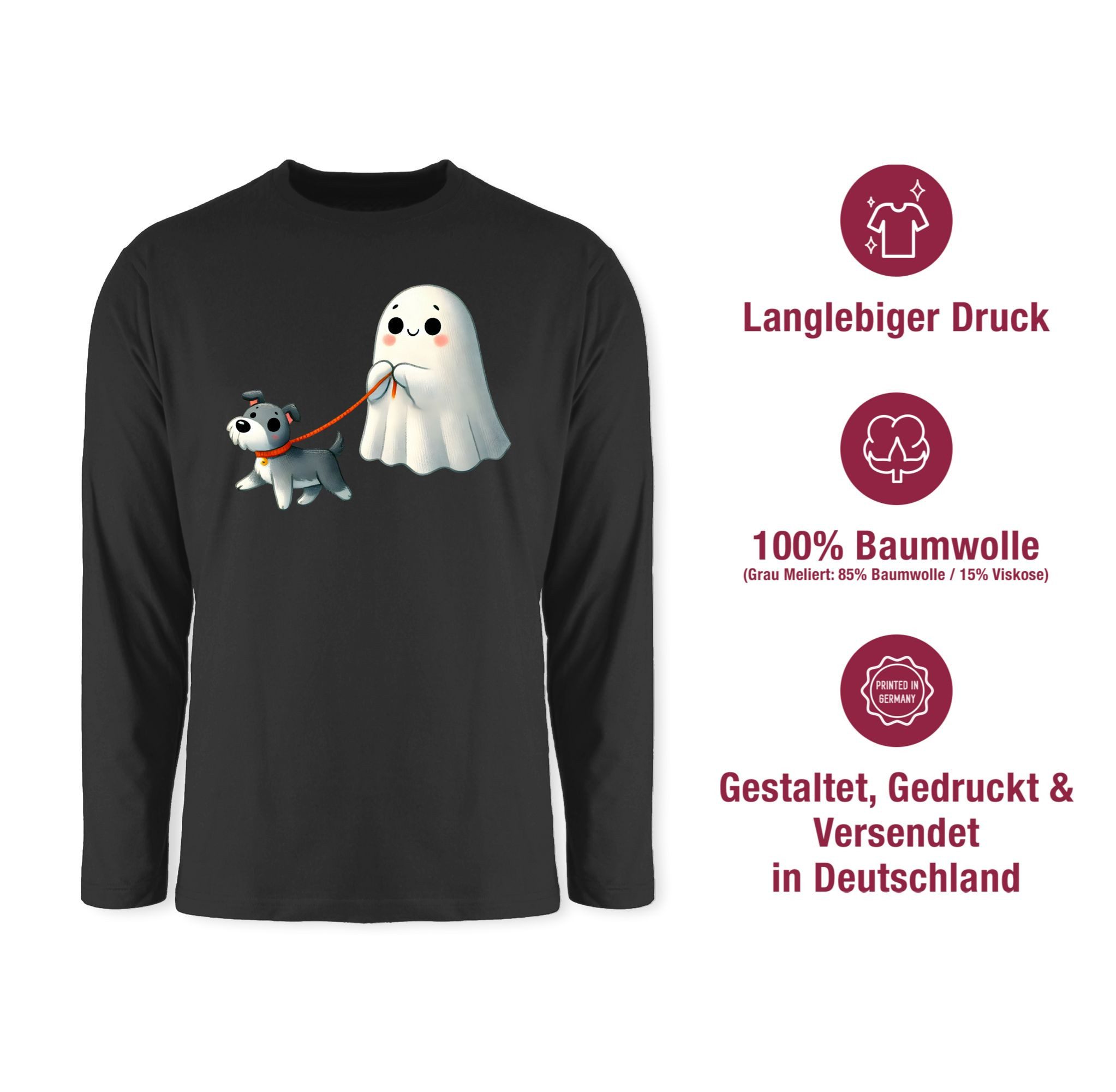 Shirtracer Rundhalsshirt Süßes Geister Motiv mit Hund, Halloween Hundemotiv Halloween Kostüme Herren