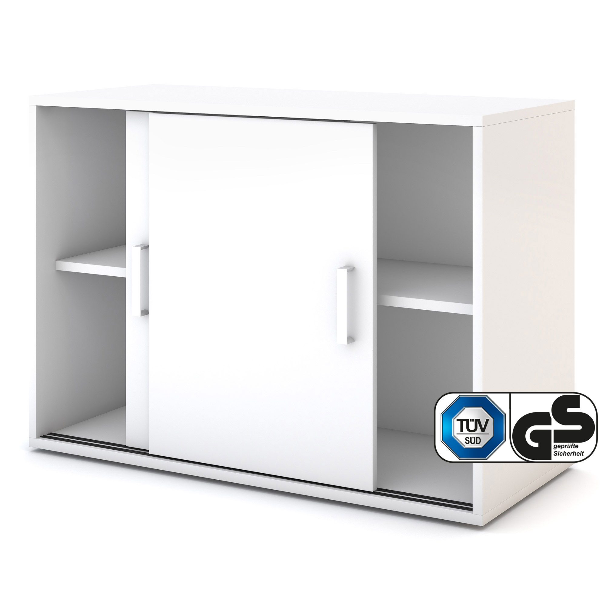 ASSMANN Büromöbel Aktenschrank Allvia (Weiß 100x44x72cm, fertig montiert, für Büro und Homeoffice), TÜV-zertifiziert, Blauer Engel, FEMB Level 3