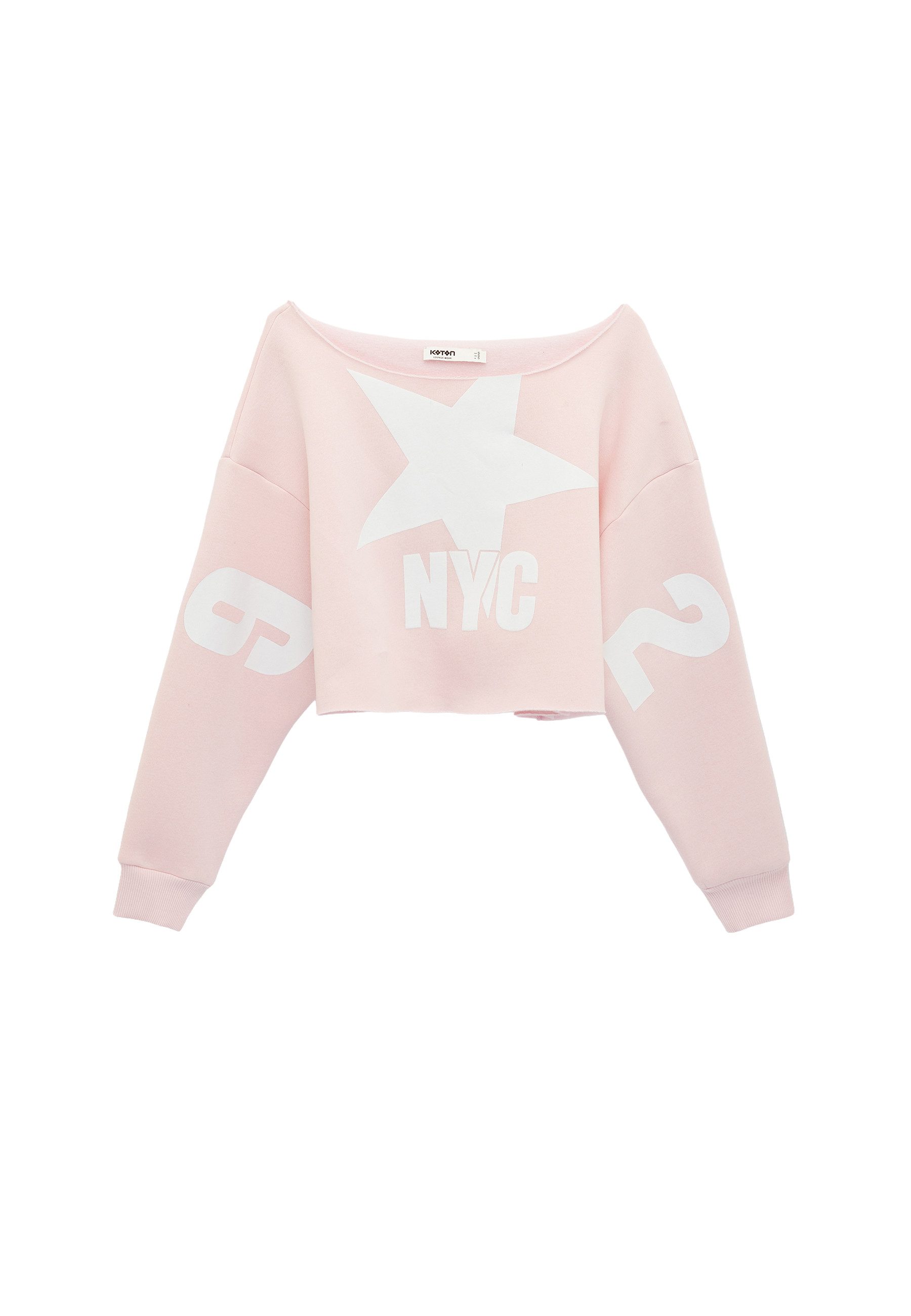 Koton Sweatshirt U-Boot-Kragen Mit Aufdruck Sweatshirt