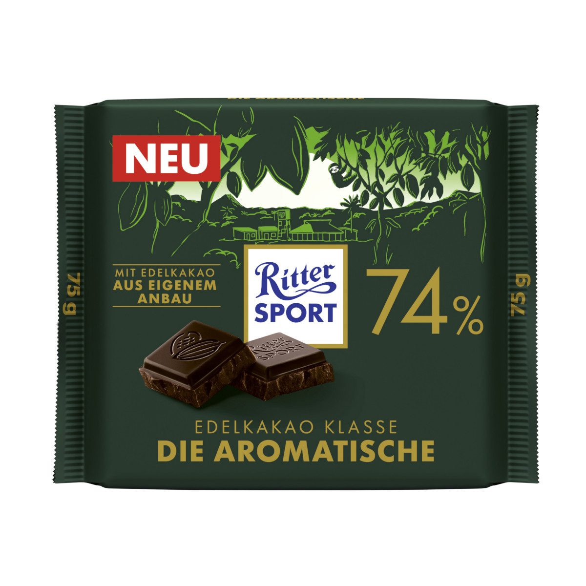 Ritter SPORT Schokolade, Ritter Sport Die Aromatische Edel-Bitterschokolade Packung 75g