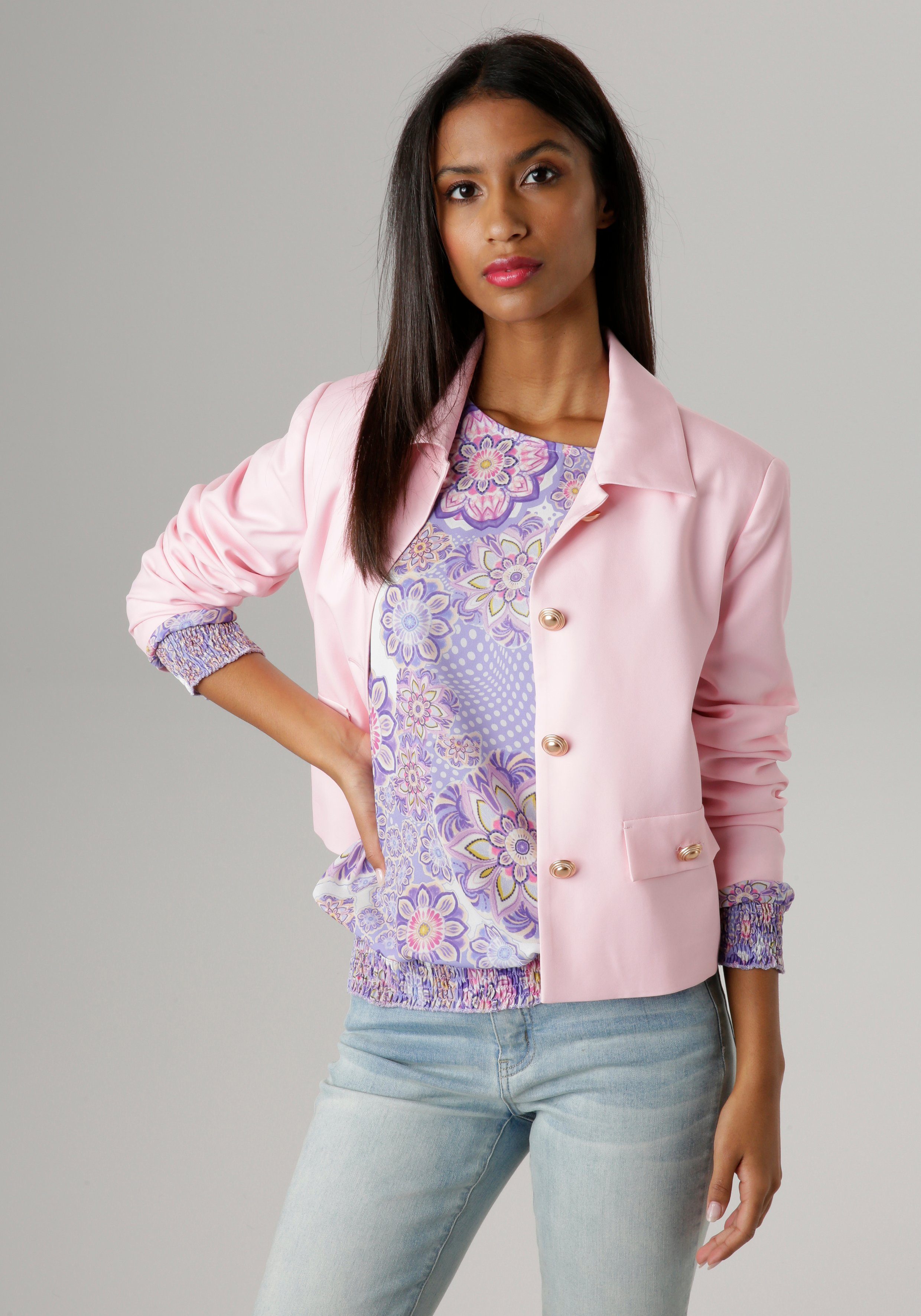 Aniston SELECTED Kurzblazer mit rosegoldfarbenen Knöpfen günstig online kaufen