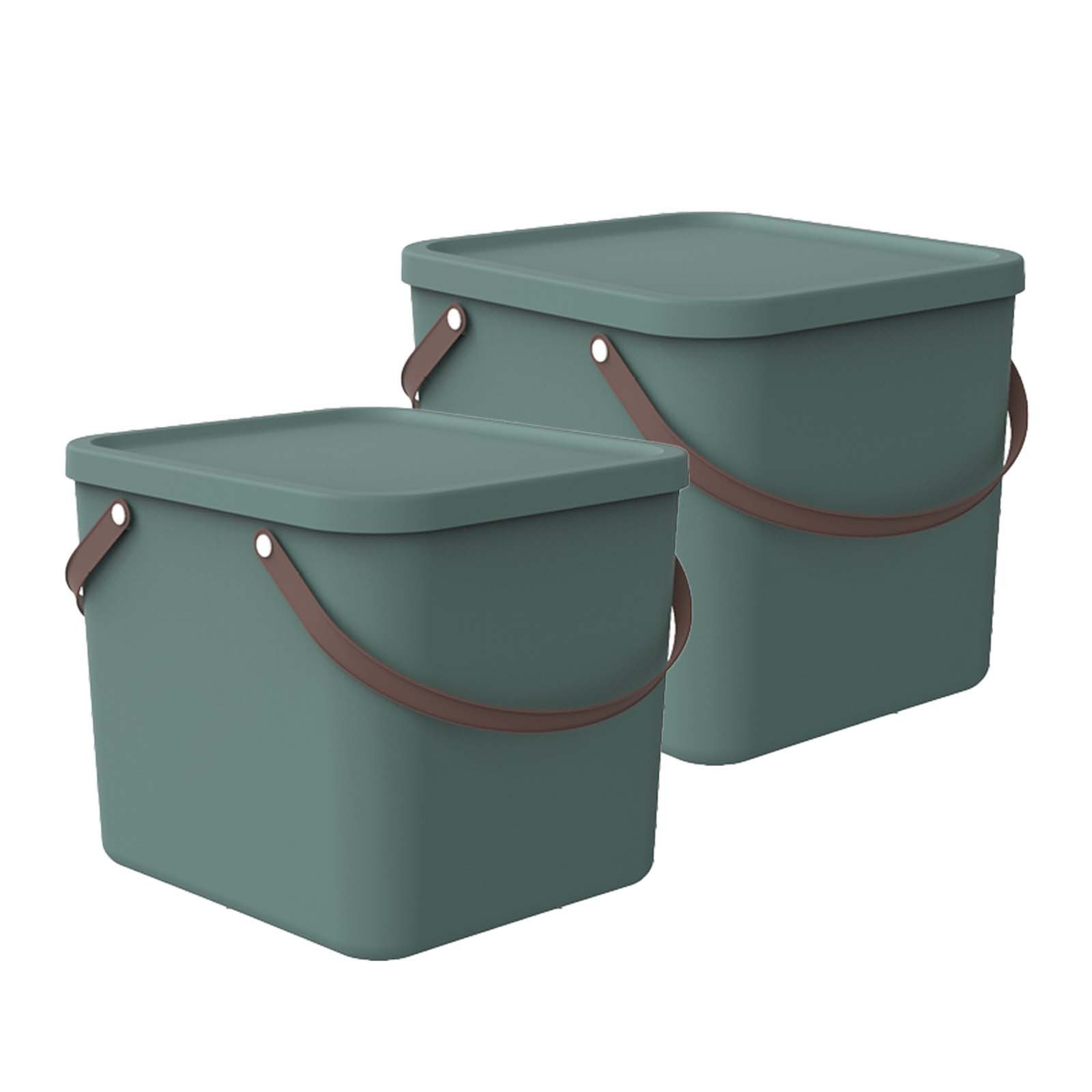 ROTHO Aufbewahrungsbox 2er-Set stapelbare Aufbewahrungskiste 40l mit Deckel (Aufbewahrungssystem, 2er-Set)