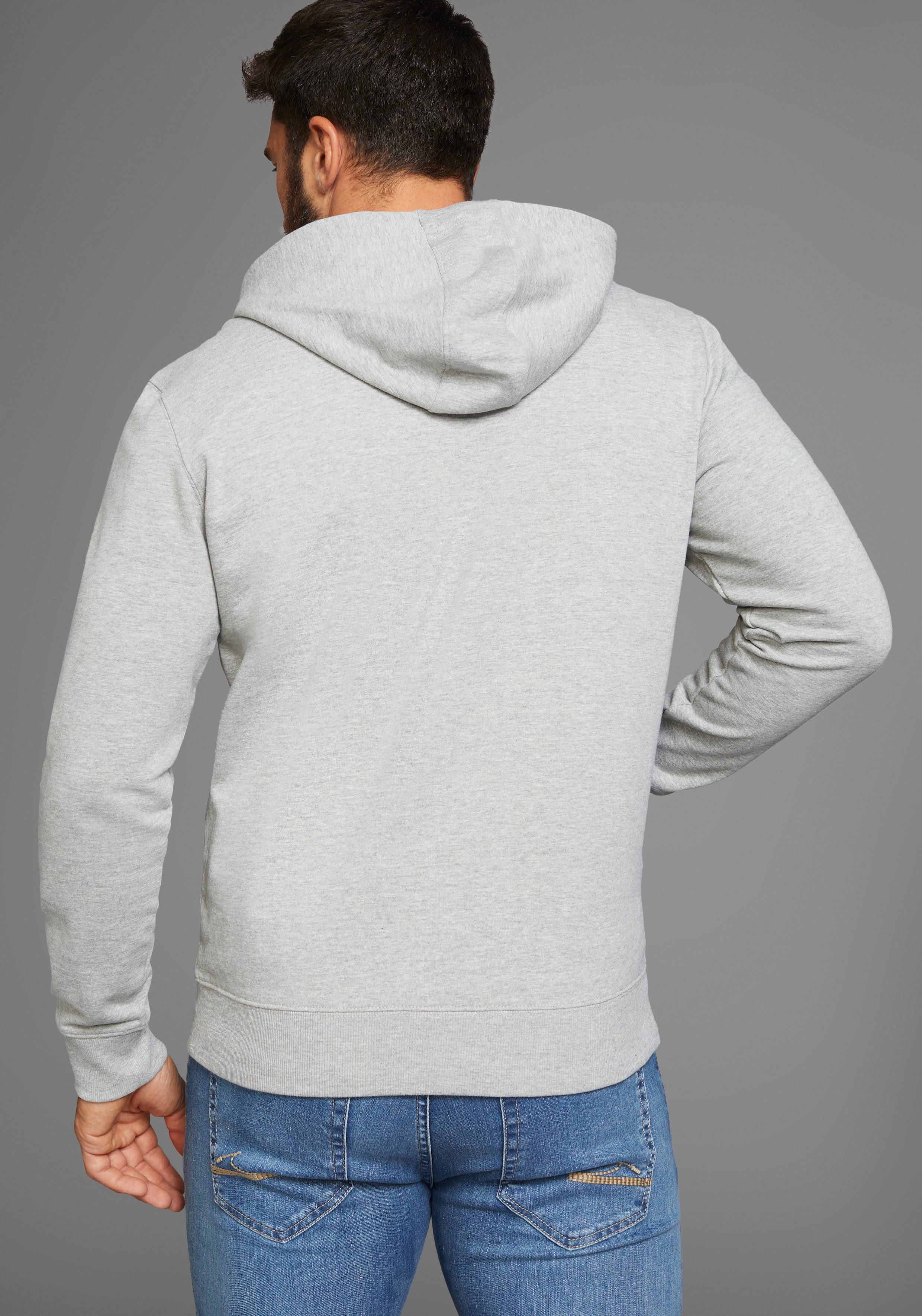 Man's World Kapuzensweatjacke mit kontrastfarbigem Innenfutter günstig online kaufen
