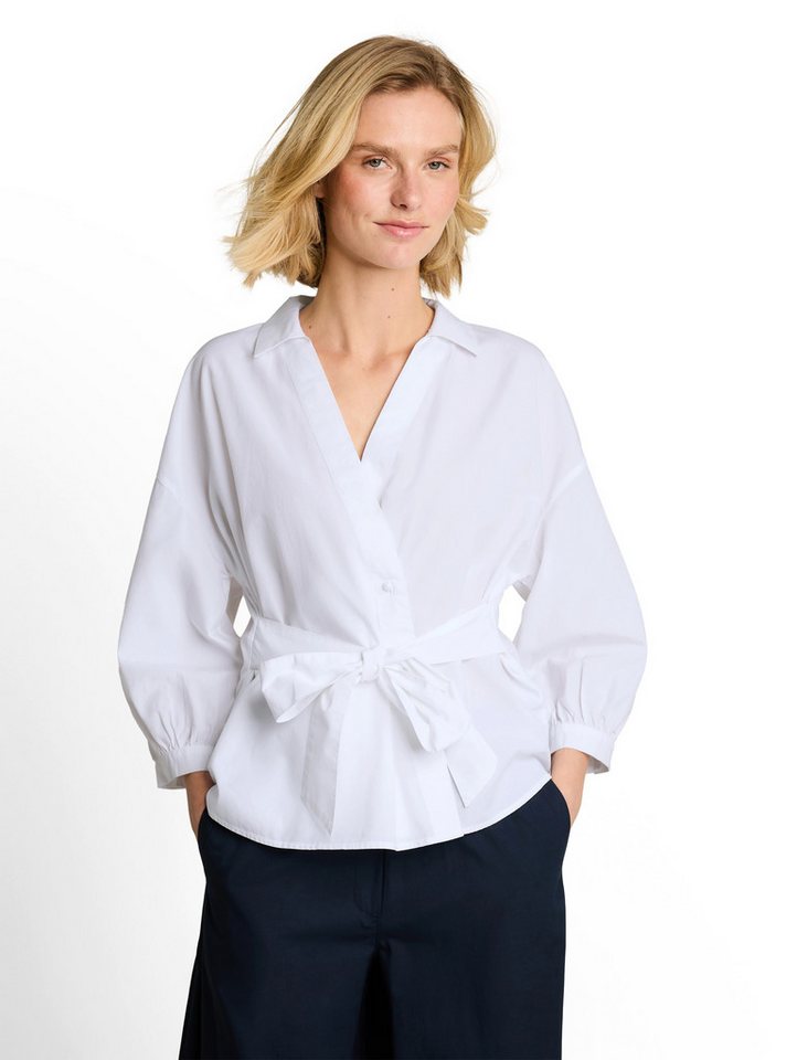 TOM TAILOR Schlupfbluse Sommerbluse mit V-Ausschnitt und Bindeband