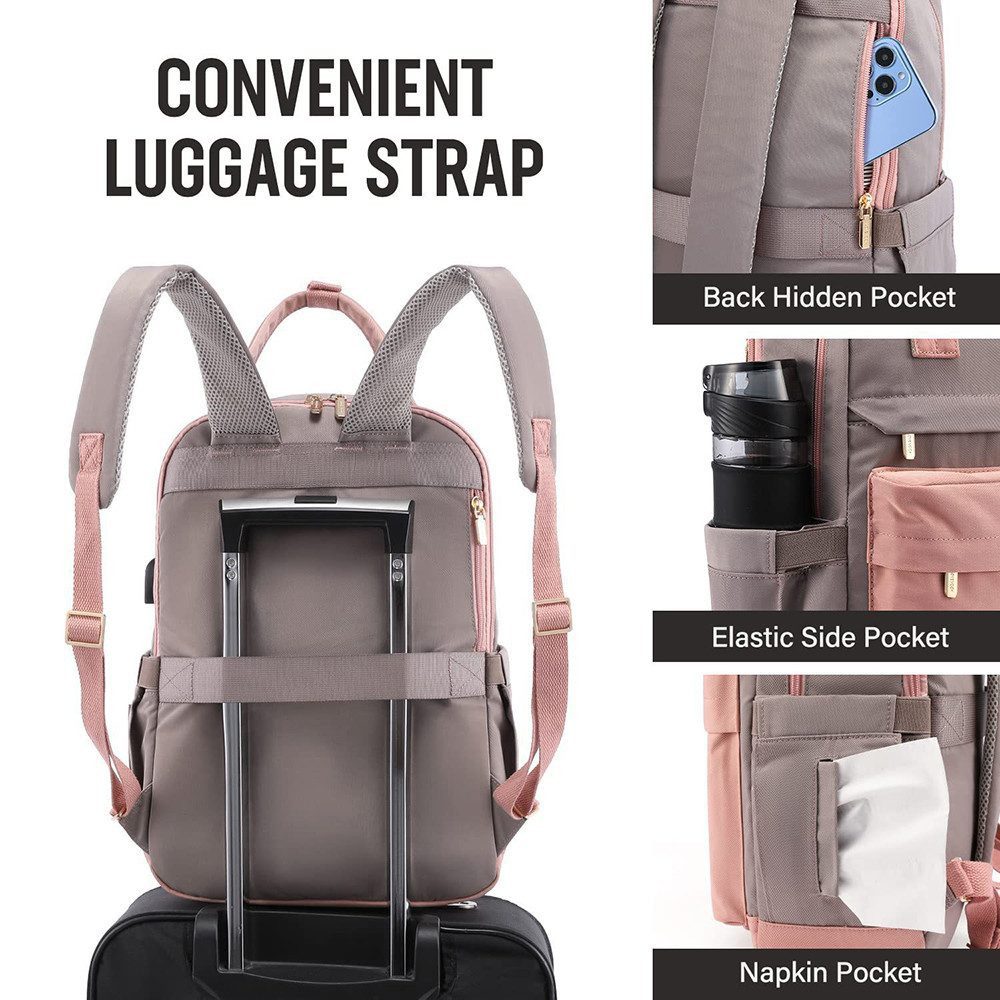 AURIVION Notebook-Rucksack Laptoprucksack wasserbeständig für 15 Zoll, Schule & Reisen (Set, 1-tlg., Wanderrucksack für 15-Zoll Laptop, leicht & vielseitig), Freizeitrucksack mit Laptopfach für Arbeit, Wandern & Alltag