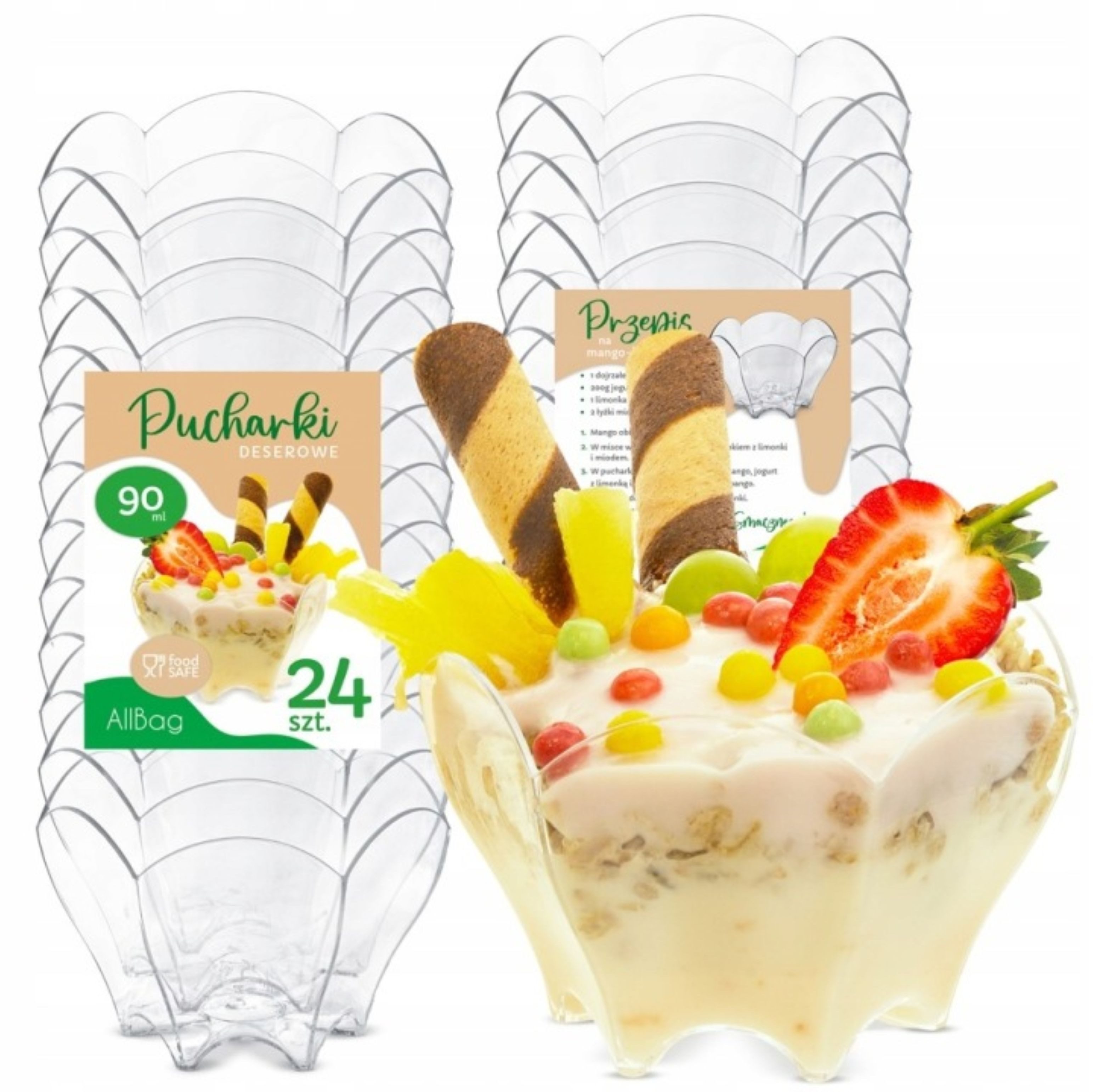 Festivalartikel Dessertschale Dessertbecher 90ml 24 Stück Kunststoff transparent für Snacks, (1-tlg)
