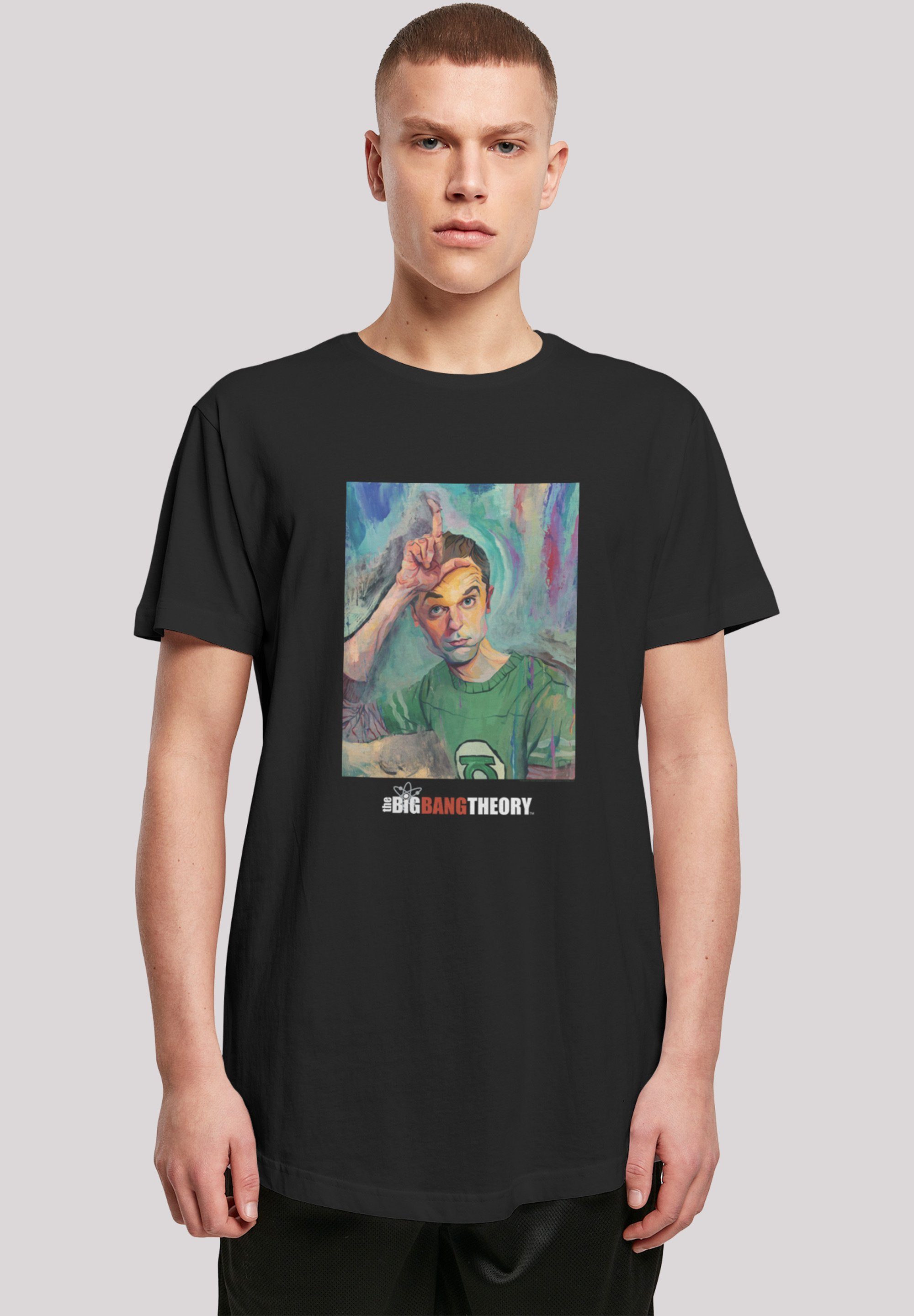 F4NT4STIC T-Shirt Long Cut Shirt 'Big Bang Theory Sheldon Loser Painting' Print