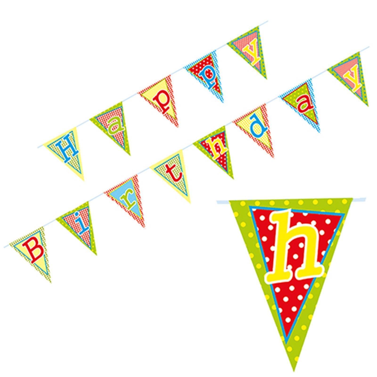 PAPSTAR Girlande Wimpelkette, Papier 4 m "Happy Birthday" lackiert