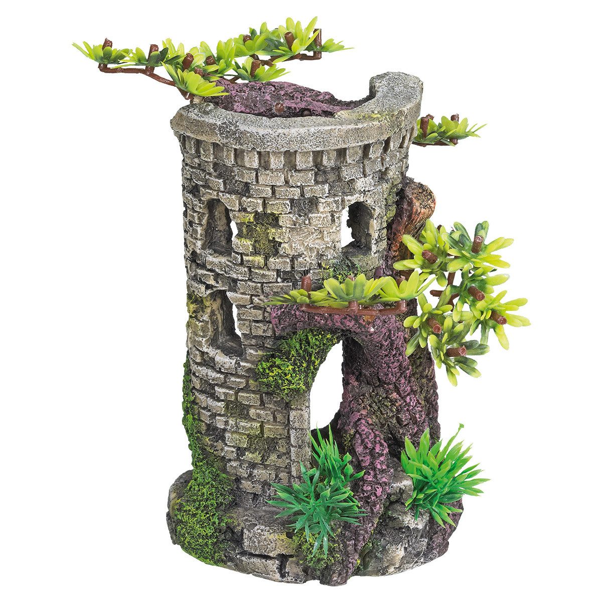Aquariendeko Aquariendekoration Turm mit Bonsai