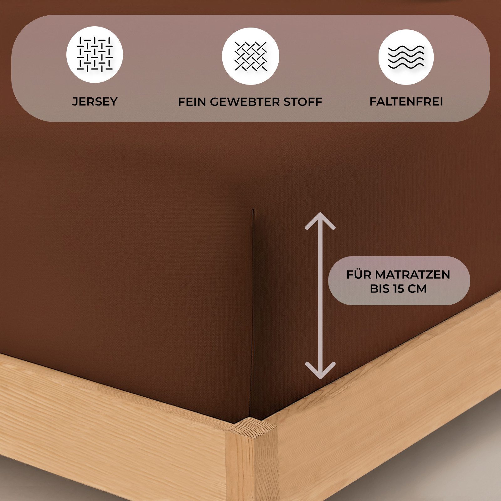 Buymax Spannbettlaken Buymax Jersey aus 100% Baumwolle, Jersey, Gummizug: Rundumgummi, (1 Stück), Pflegeleicht und Atmungsaktiv in Verschiedenen Farben und Größen