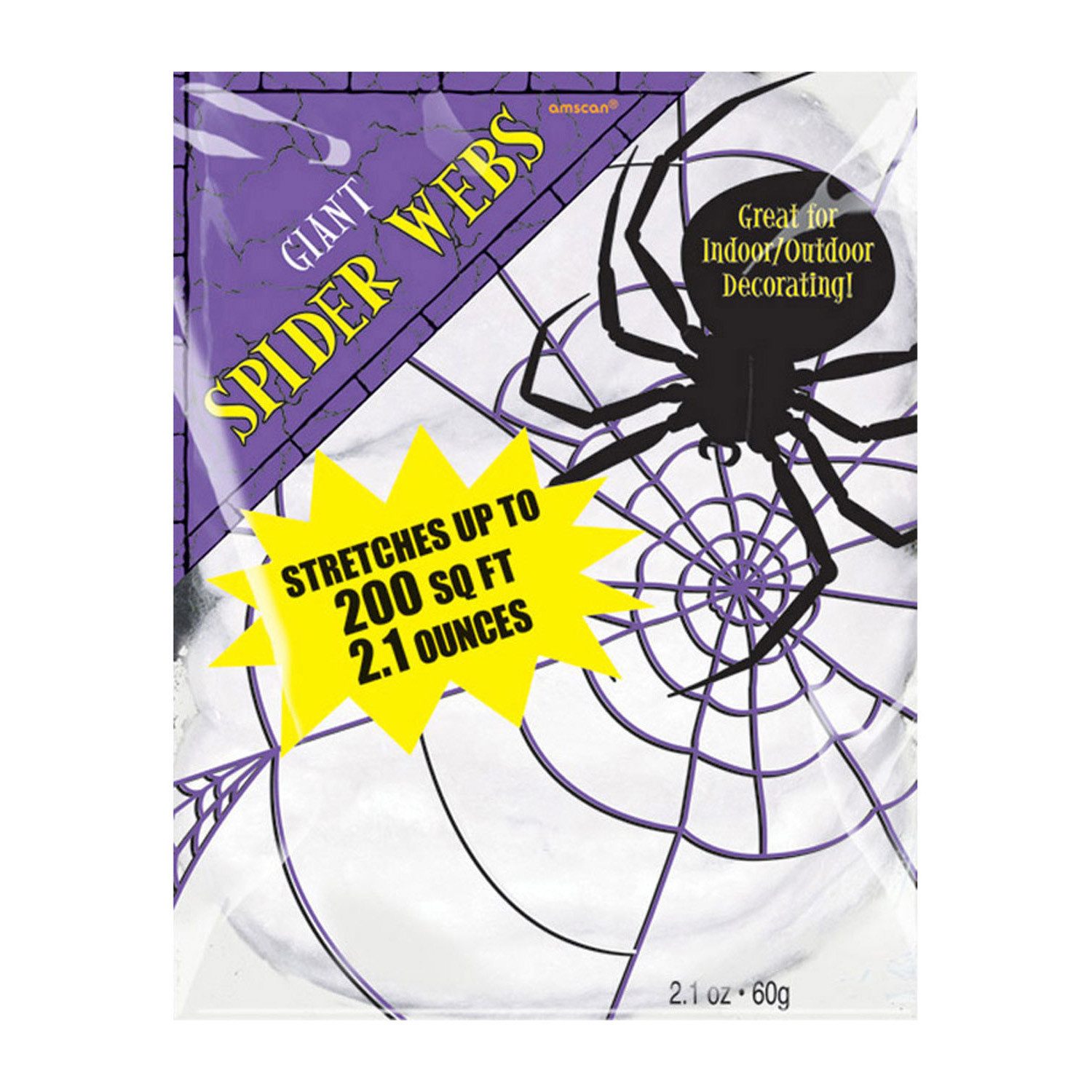 Amscan Dekoobjekt Spinnennetz Spinnweben 60g - Weiß, Halloween Deko
