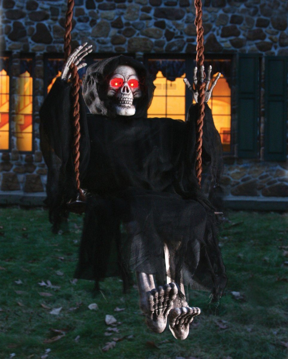 auf Horror-Shop Reaper Leuchtender cm 90 als Dekofigur schaurig Schaukel