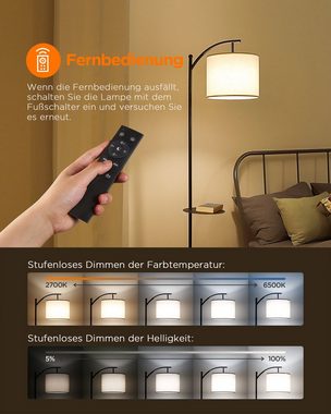 Tomons LED Stehlampe »mit Fernbedienung und dimmbares Leuchtmittel, Stufenlos Dimmbar«, Farbtemperatur Einstellbar, E27 LED, für Schlafzimmer, Wohnzimmer