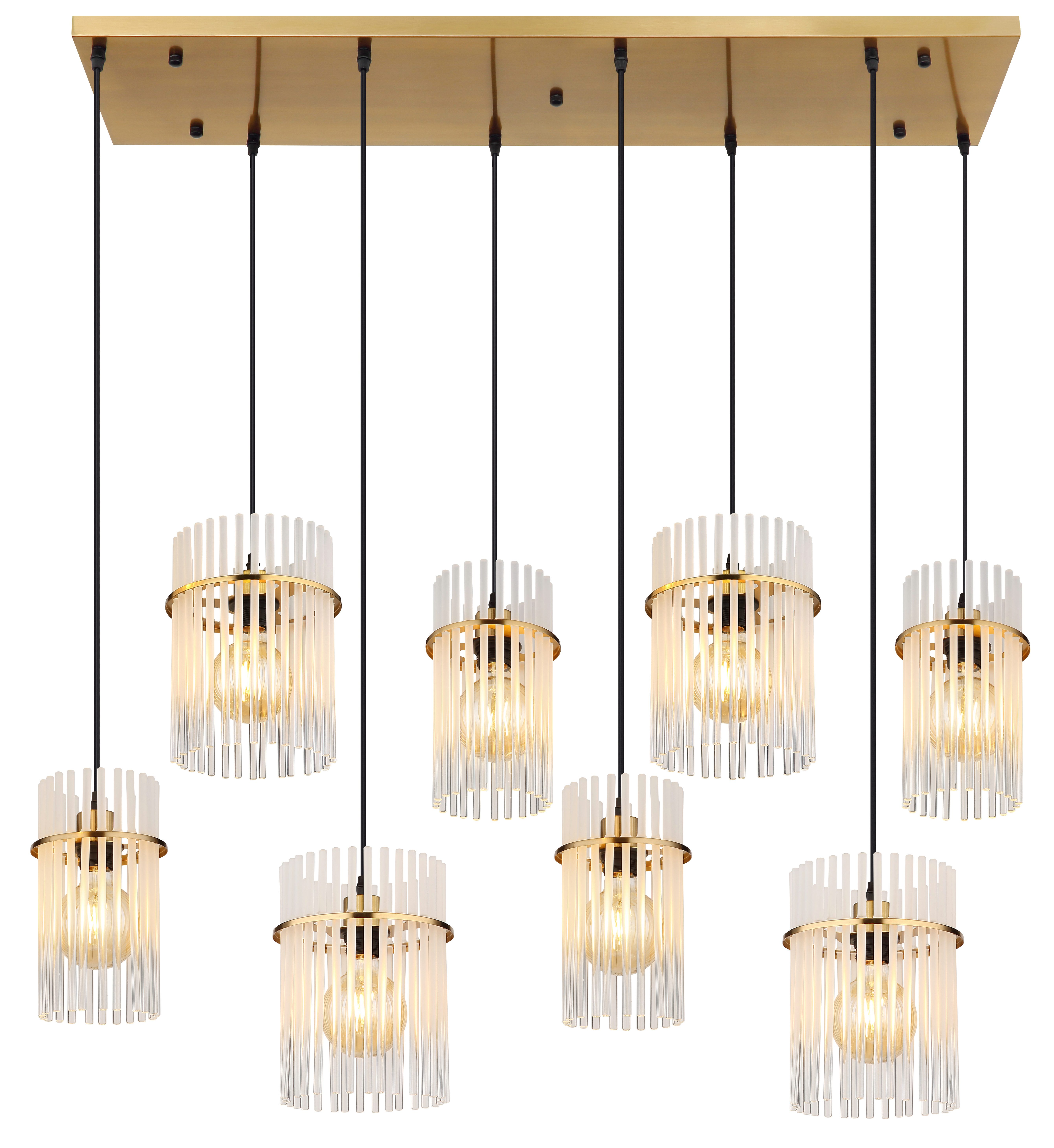 GLOBO LIGHTING Hängeleuchte GORLEY, ohne Leuchtmittel, Hängelampe Glasstäbe rauchfarben klar verlaufend elegant Esszimmer