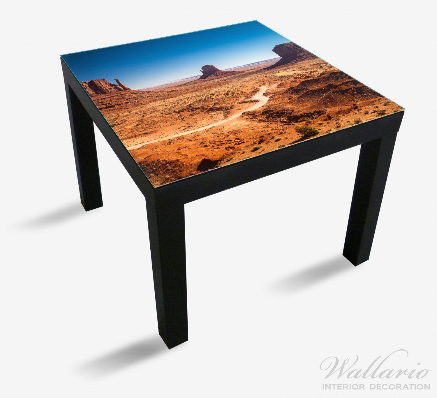 Wallario (1 Tisch unter Monument Valley blauem Himmel geeignet für St), Lack Tischplatte Ikea
