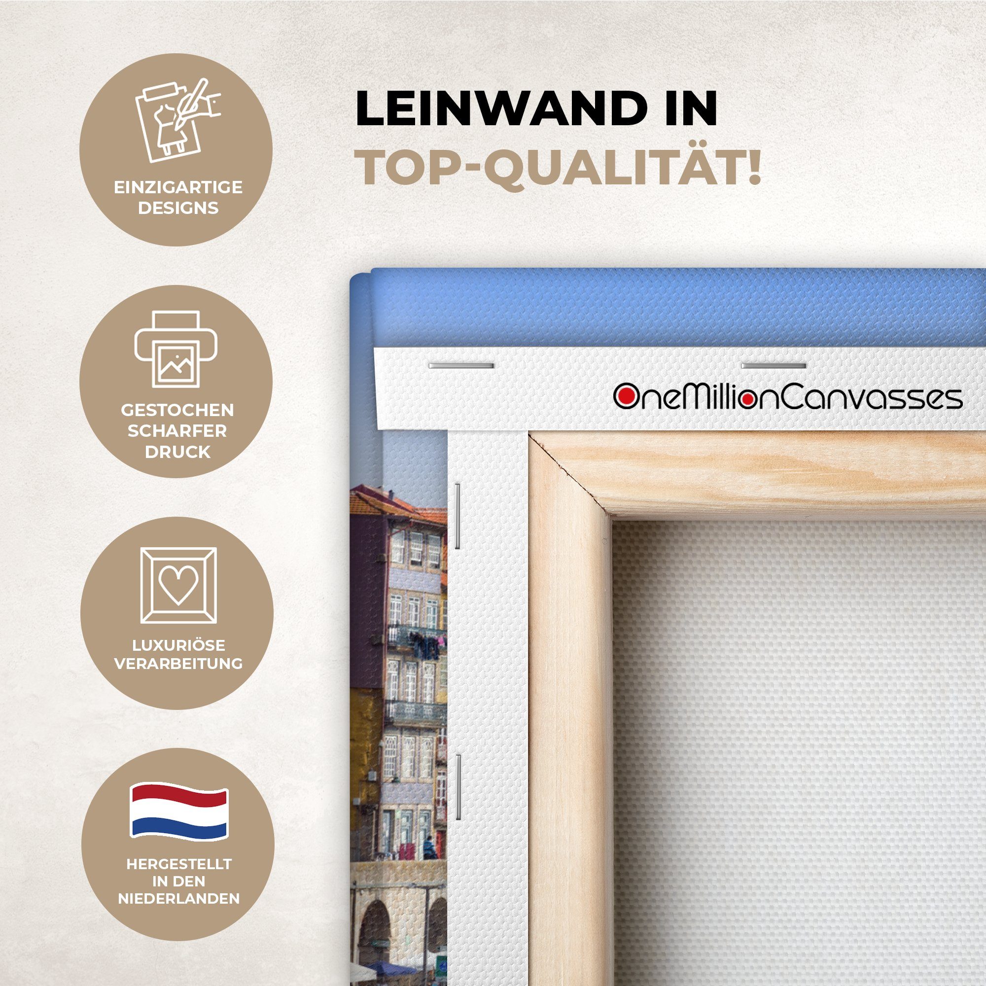 OneMillionCanvasses® Leinwandbild Boulevard Porto St), cm 30x20 Wanddeko, Leinwandbilder, (1 Wandbild Aufhängefertig, - Hafen, 