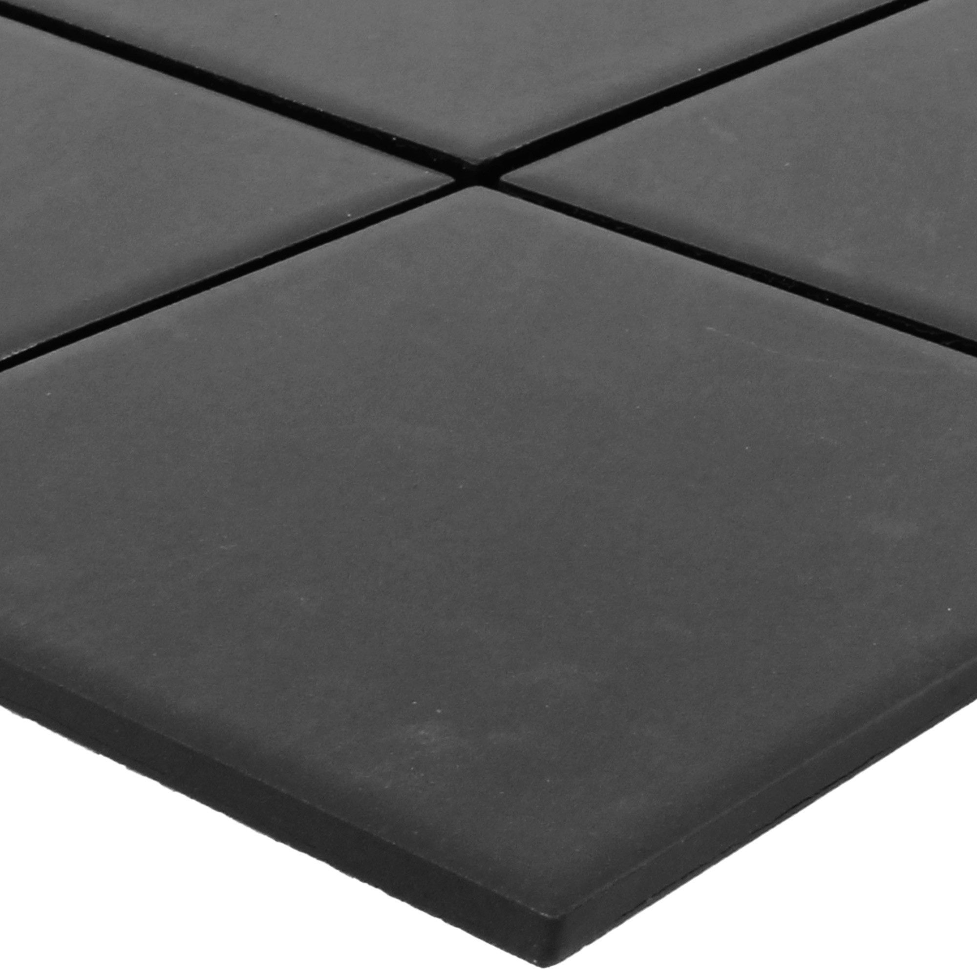 Mosafil Mosaikfliesen Keramikmosaik Fliesen Miranda Unglasiert R10 Matt Q97, Keramik 29.800x29.800, schwarz, Verlegefertig auf ein Netz geklebt - Frostsicher - Wasserfest