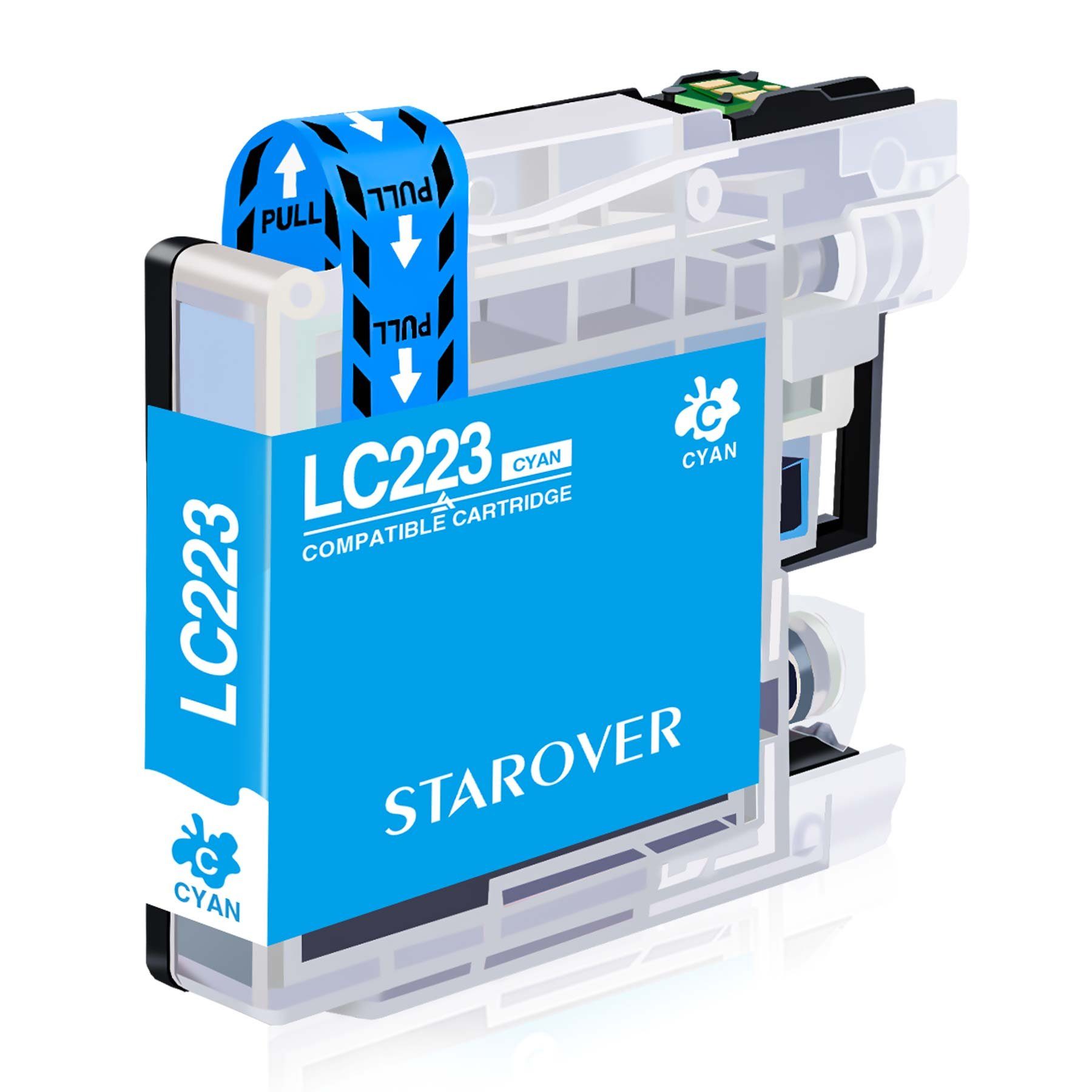 STAROVER 1x Cyan für Brother LC223 XL DCP-J4120DW DCP-J562DW Tintenpatrone (MFC-J5320DW J480DW J4420DW)