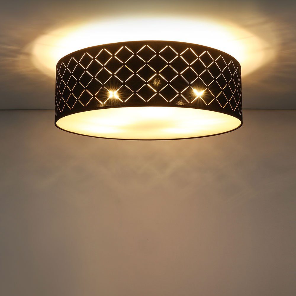 Wohn Lampe Leuchte Warmweiß, inklusive, Zimmer LED Design etc-shop Decken Ess Textil Deckenleuchte, Schirm Leuchtmittel