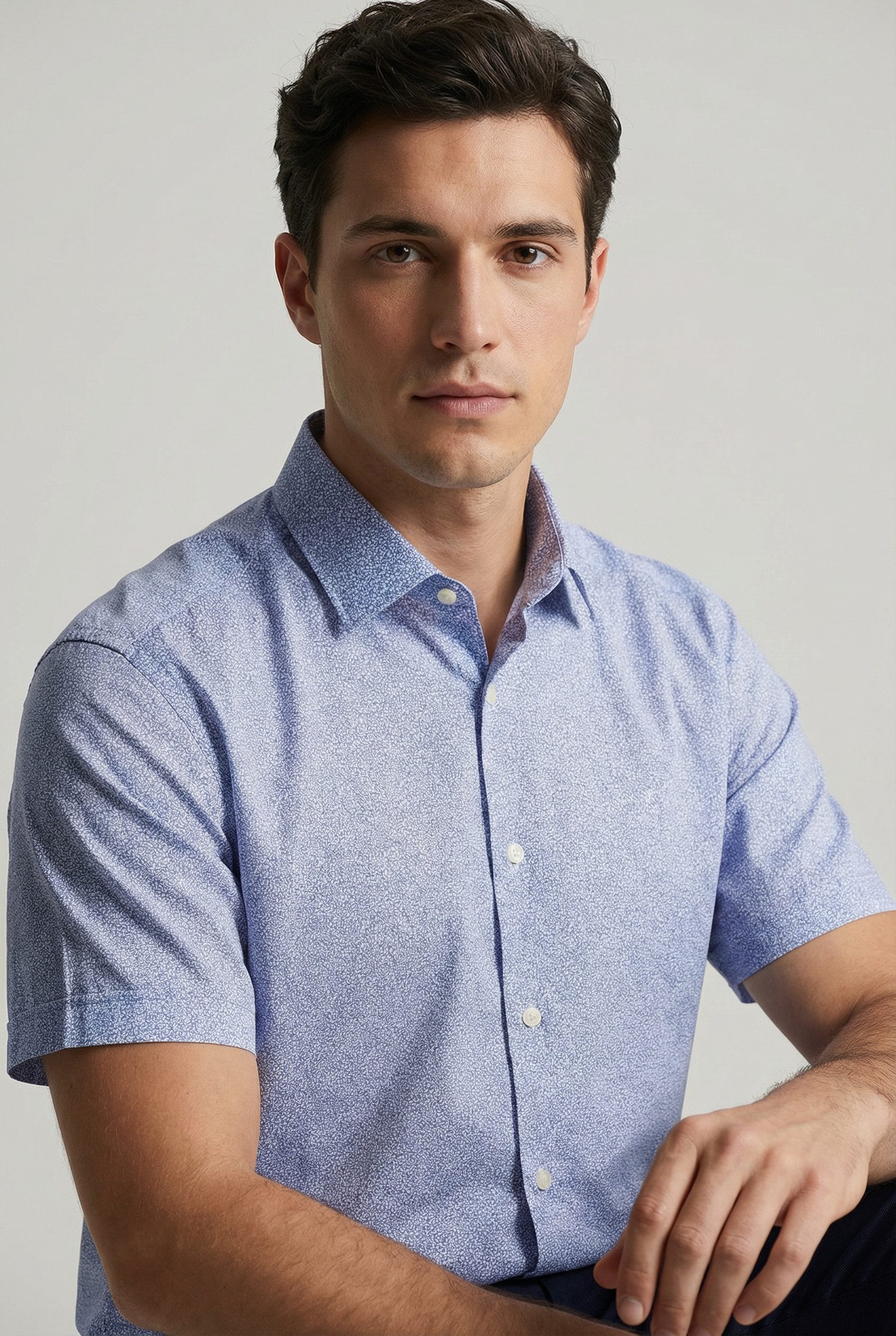 Gant Kurzarmhemd POPLIN AOP normale Passform, Kentkragen