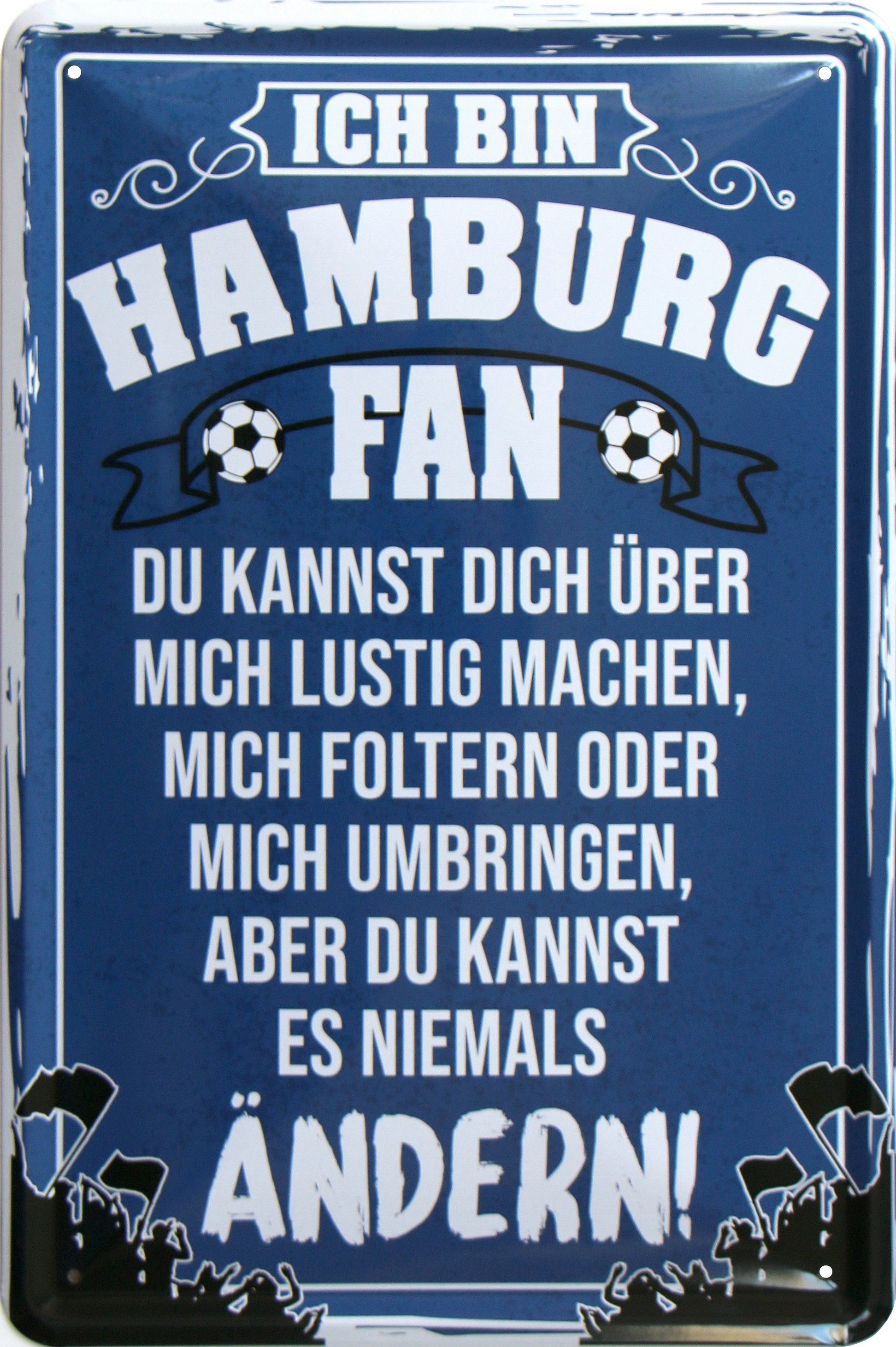 WOGEKA ART Metallbild Ich bin Hamburg Fan - 20 x 30 cm Retro Blechschild Fu günstig online kaufen
