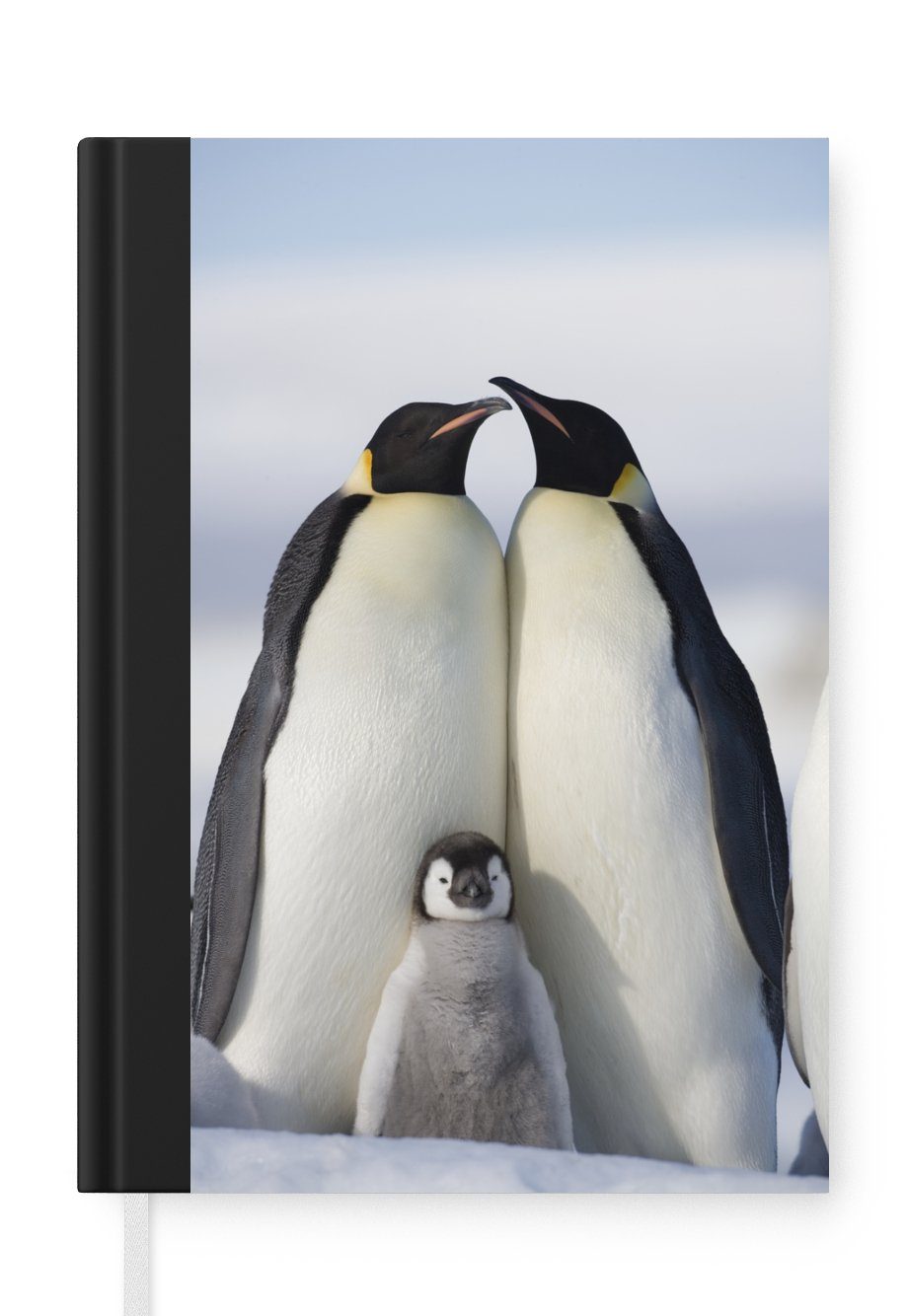 MuchoWow Notizbuch Pinguin - Familie - Schnee, Journal, Merkzettel, Tagebuch, Notizheft, A5, 98 Seiten, Haushaltsbuch