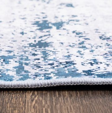 Designteppich Modern Teppich Wohnzimmerteppich Abstrakt Vintage Blau Grau, Mazovia, 80 x 150 cm, Fußbodenheizung, Allergiker geeignet, Rutschfest