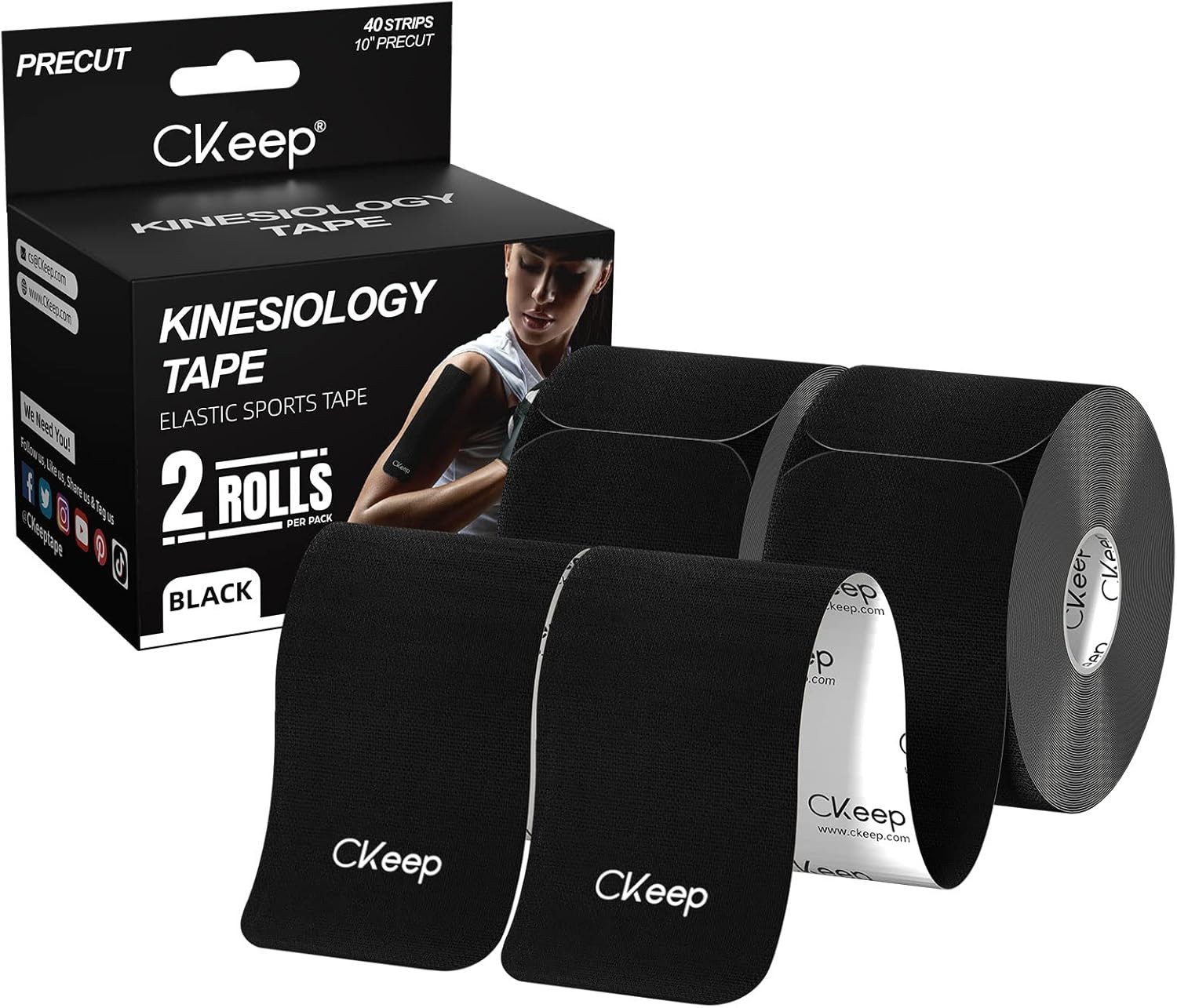 UE Stock Stützbandage Vorgeschnittenes Kinesiologie-Tape, 2 Rollen (2-tlg), vorgeschnittenes Kinesiologie-Tape, 2 Rollen
