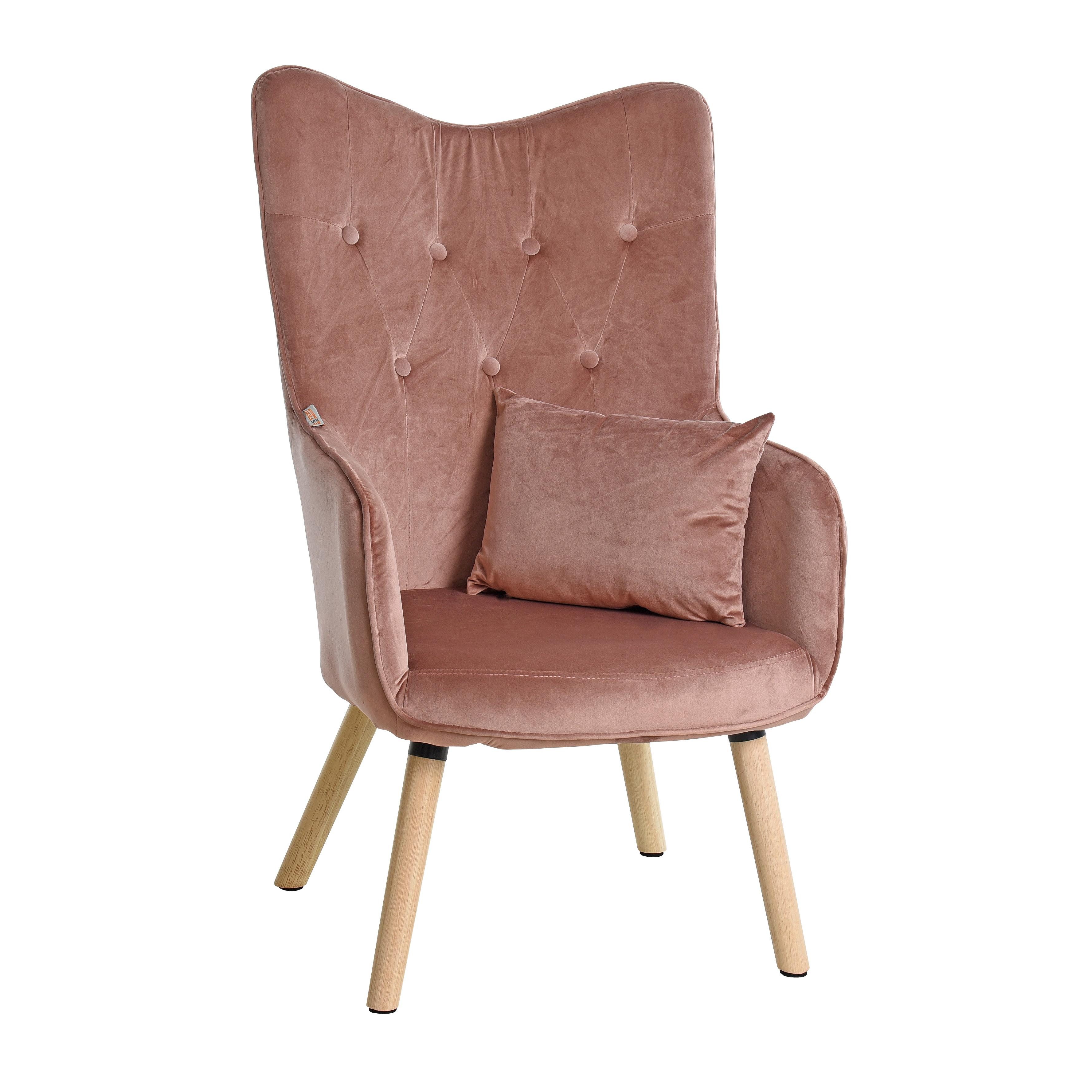 ESTEXO Sessel Fernsehsessel Relaxsessel mit Kissen Lese Stoff Polsterstuhl Altrosa