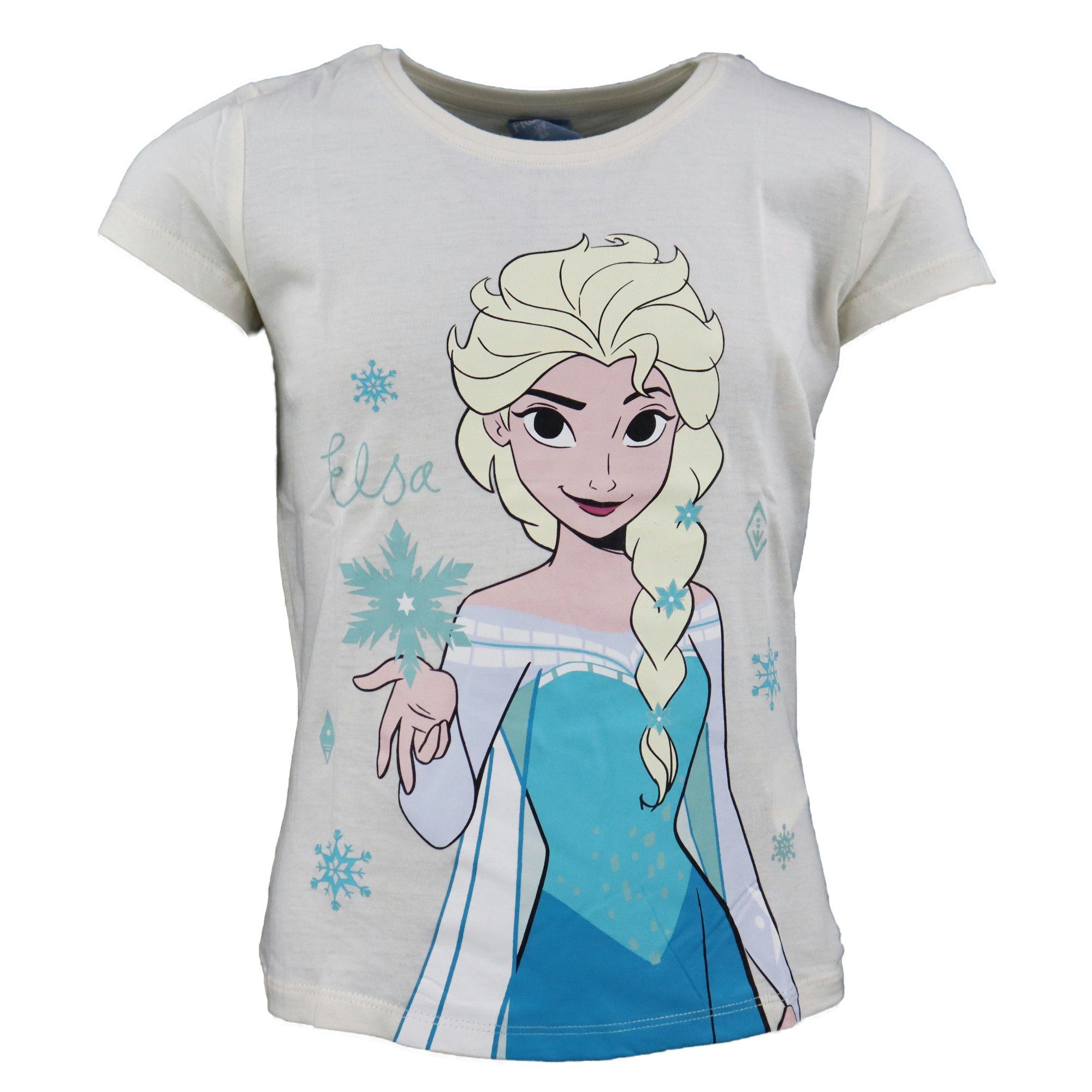 Disney Frozen Print-Shirt Disney Eiskönigin Elsa Kinder Mädchen T-Shirt Gr. 104 bis 134, 100% baumwolle Beige | T-Shirts