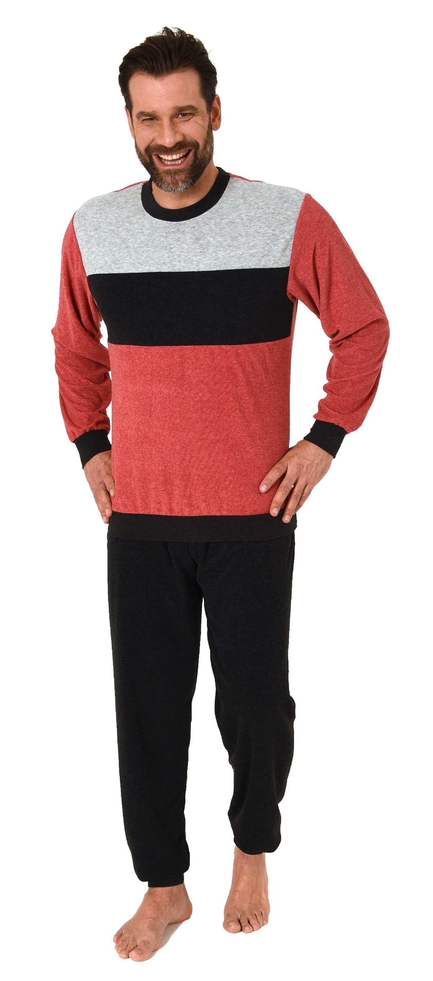 Normann Pyjama Herren Frottee langarm Schlafanzug mit Bündchen - auch in Üb günstig online kaufen