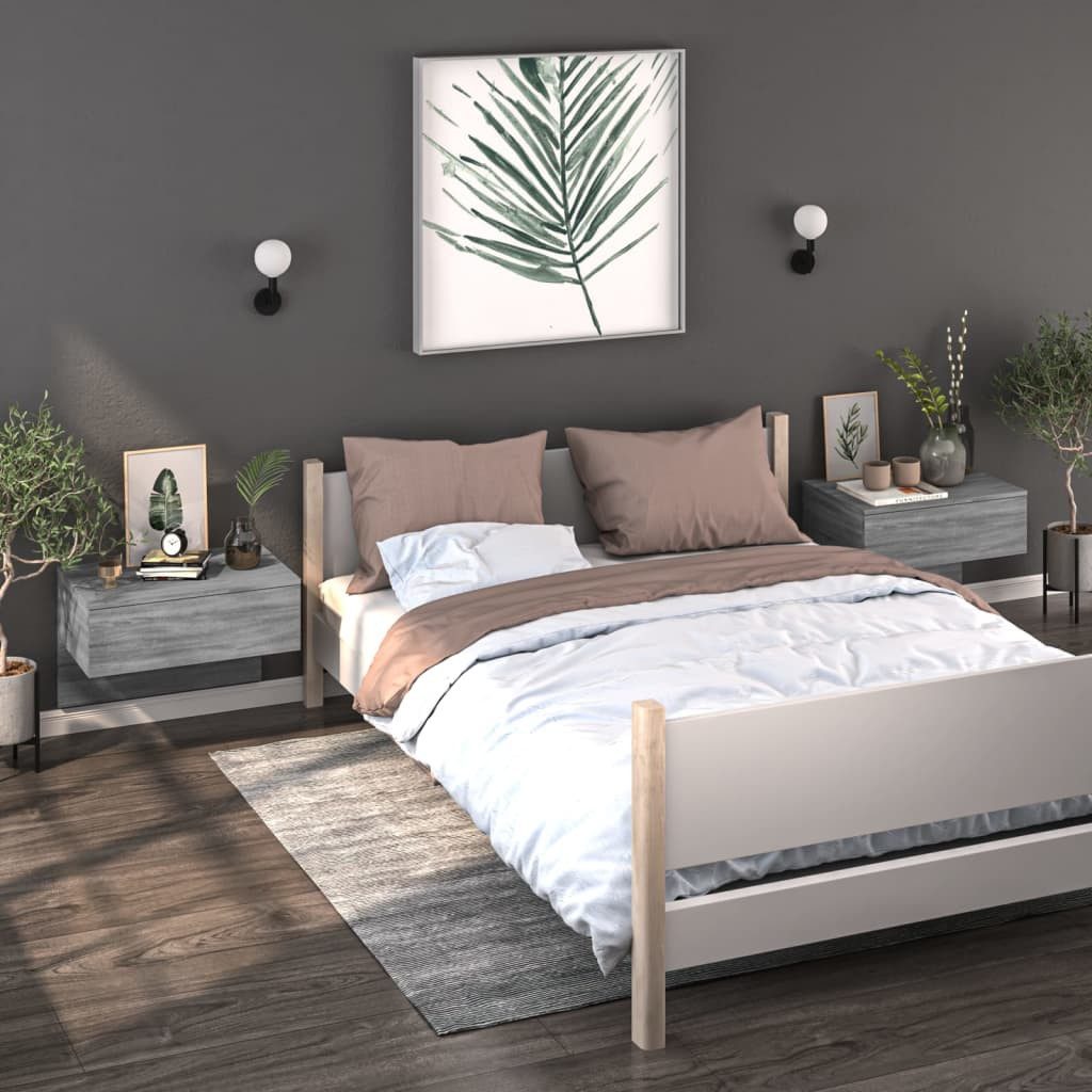 vidaXL Nachttisch Wand-Nachttisch Grau Sonoma (1-St) günstig online kaufen