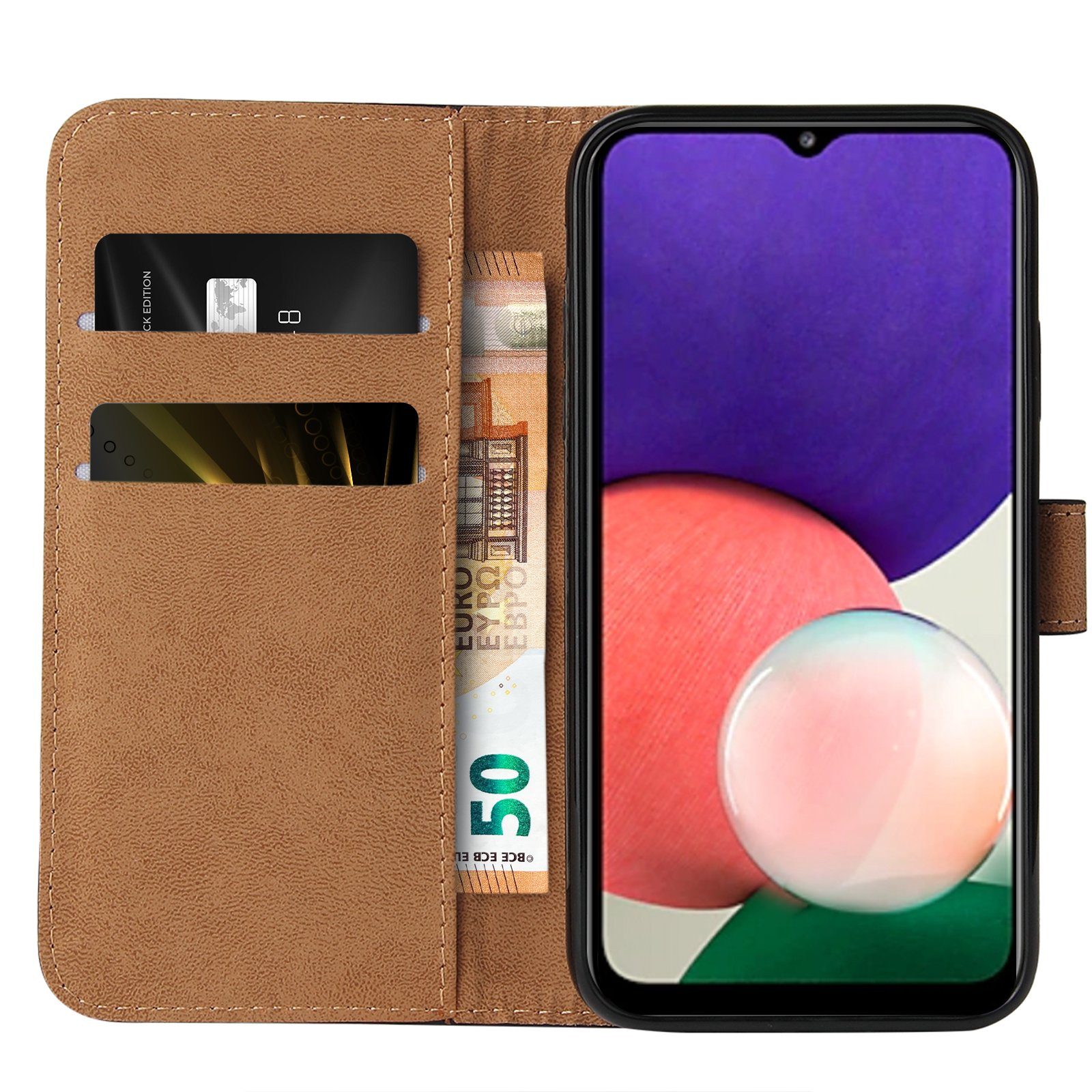 Tec-Expert Handyhülle Klapp Hülle für Samsung Galaxy A22 5G 6.6 Zoll, 6.6, Flip Case für Samsung Galaxy A22 5G