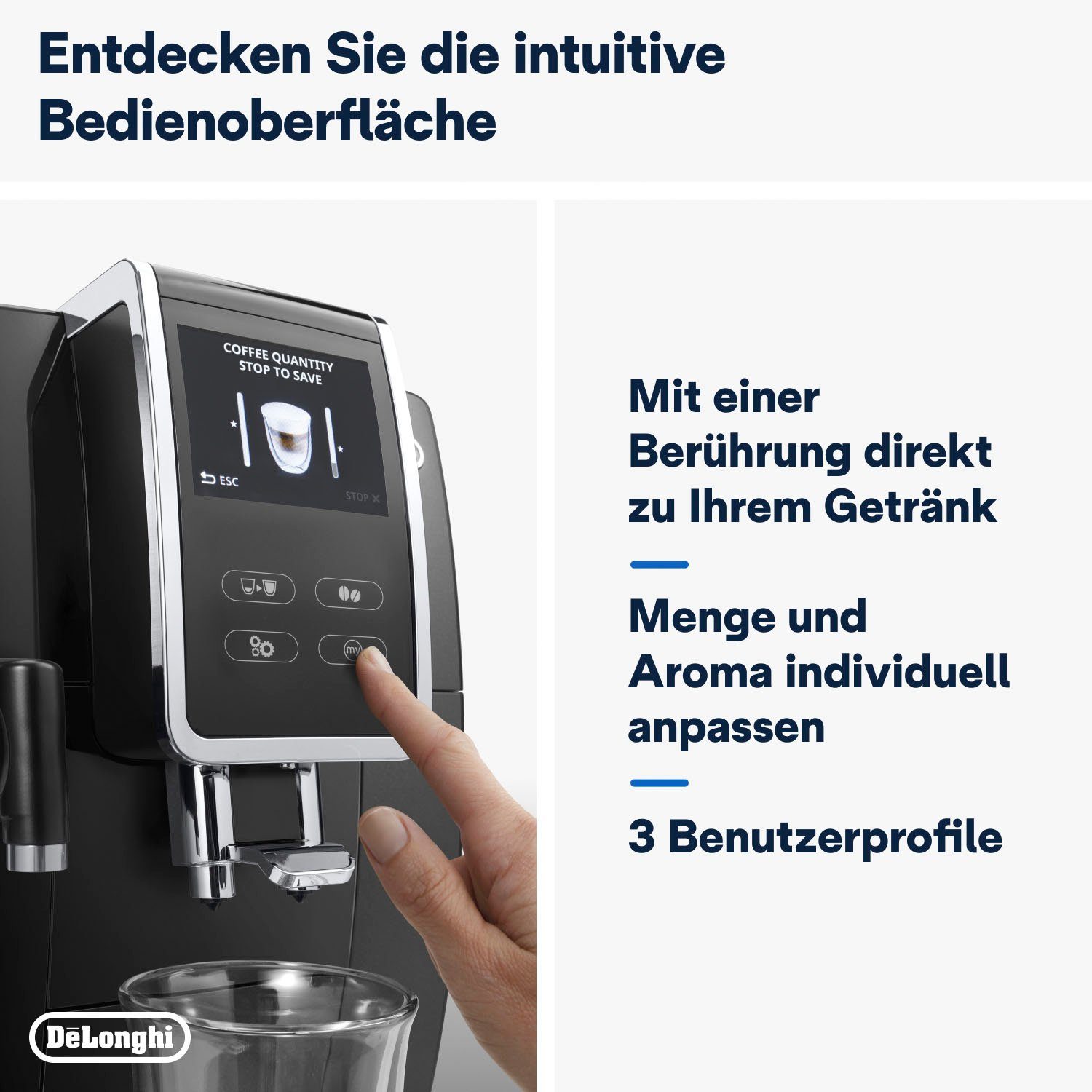De'Longhi Kaffeevollautomat Dinamica Plus ECAM 370.70.B, und Milchsystem LatteCrema Kaffeekannenfunktion mit