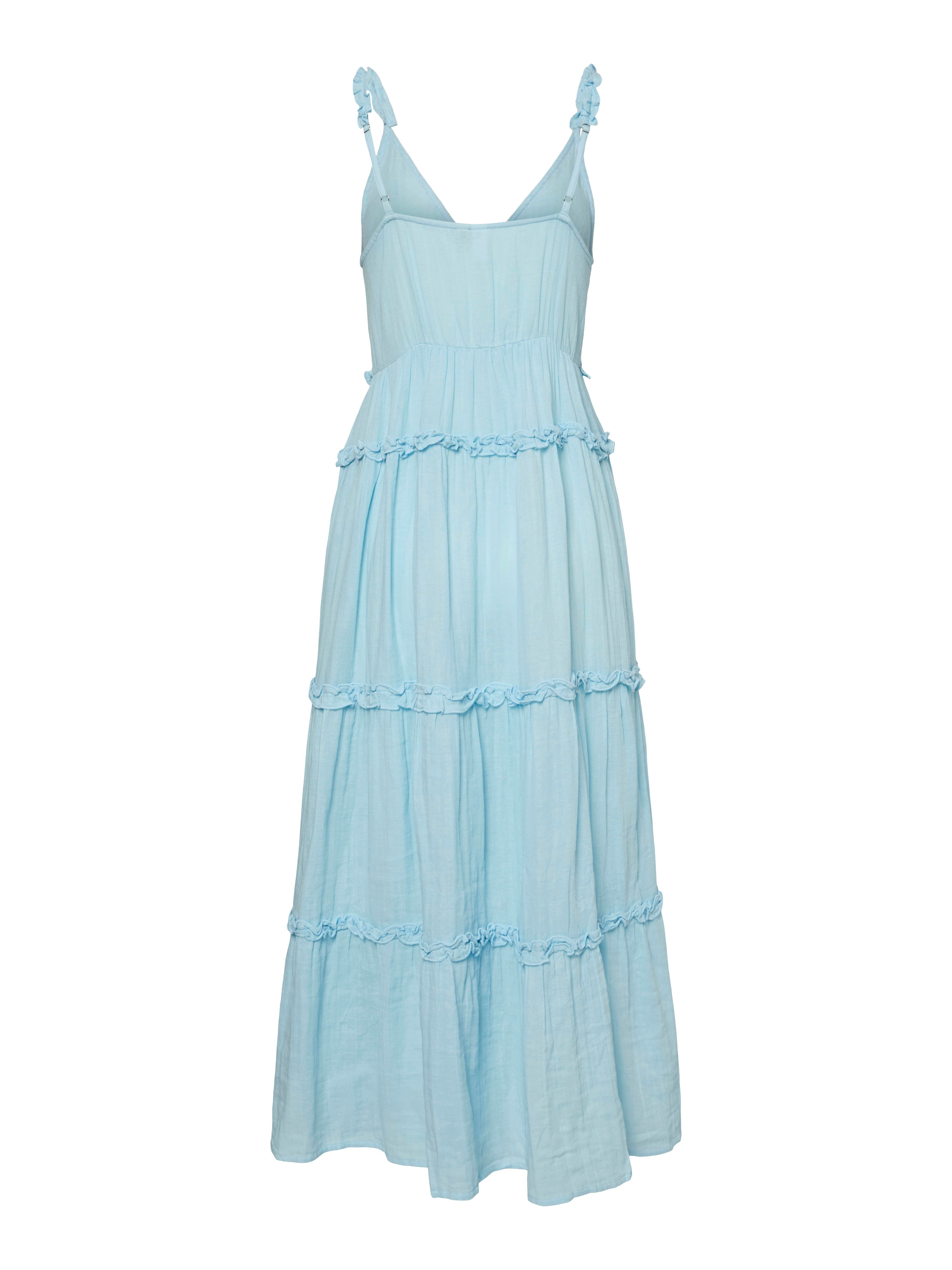 Y.A.S Trägerkleid YASANINA SL ANKLE DRESS S. NOOS Sommerkleid mit Rüschen, knöchellang, Baumwolle