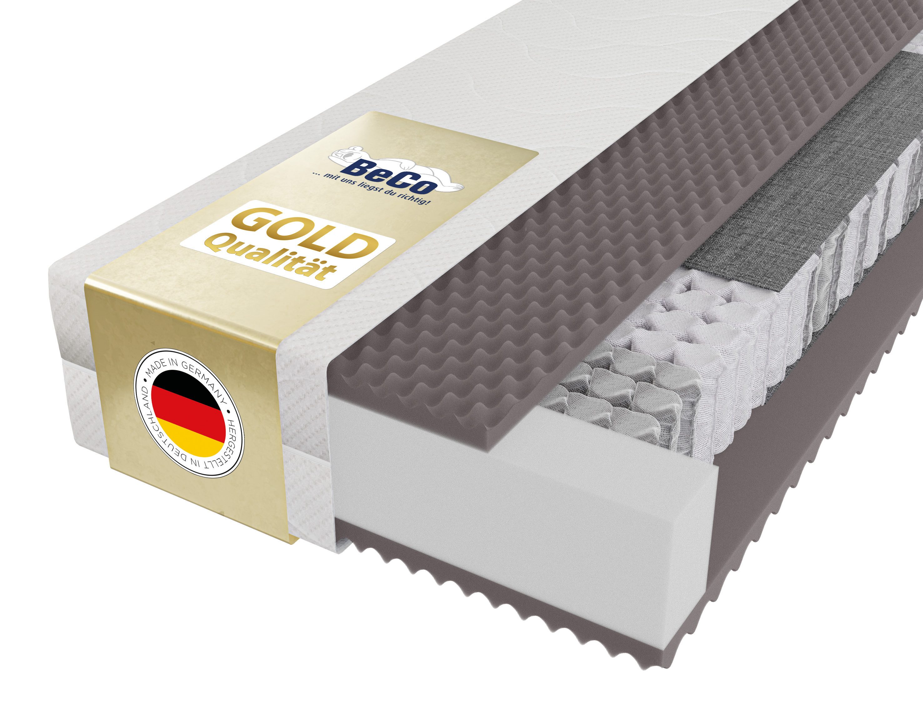 Taschenfederkernmatratze 5 Sterne TFK – GOLD Luxus-Taschenfederkernmatratze Hotelkomfort, Beco, 29 cm hoch, Wendematratze, gleichfeste Seiten, Premiumhöhe, auch in 140x200