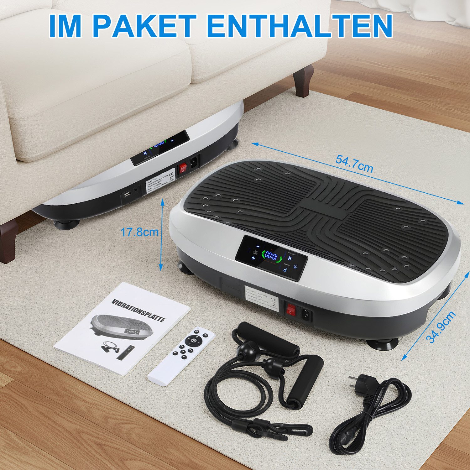 kehot Vibrationsplatte Vibrationsplatte für Ganzkörpertraining, LED Display & Fernbedienung, 200 W, 120 Intensitätsstufen, Leise Trainingsplatte mit Widerstands – Bild 2 von 5