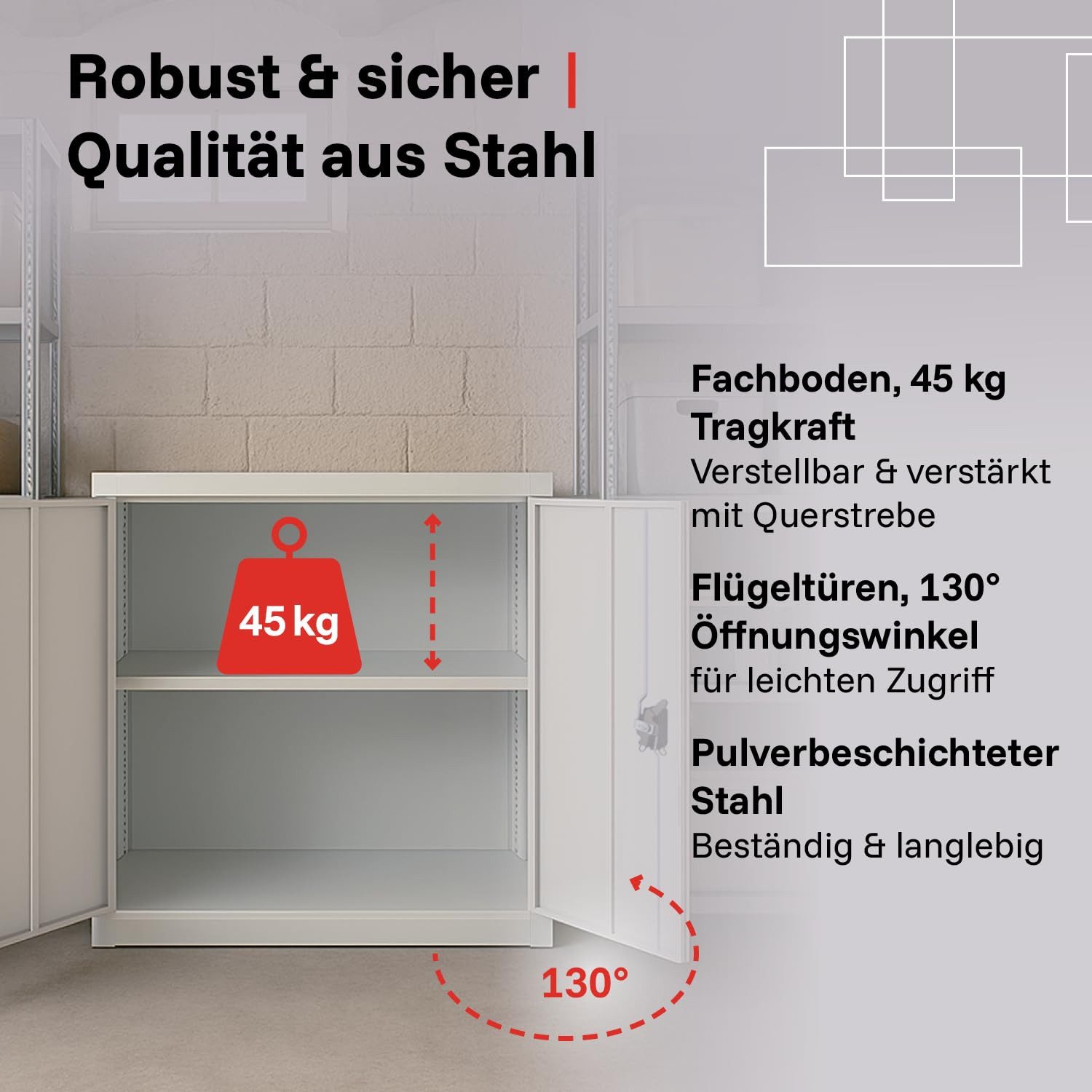 LagerZwei Aktenschrank Stahlschrank 90 x 90 x 40 cm abschließbar