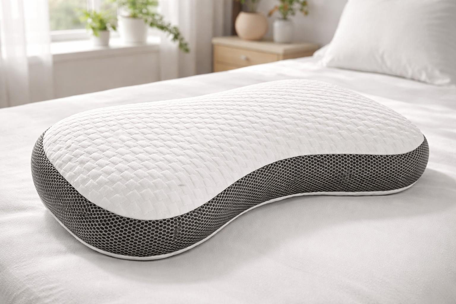 möbelando Kopfkissen Schlummerbob, Rückenschläfer, Seitenschläfer, Bauchschläfer, Ergonomisch mit Klimaband